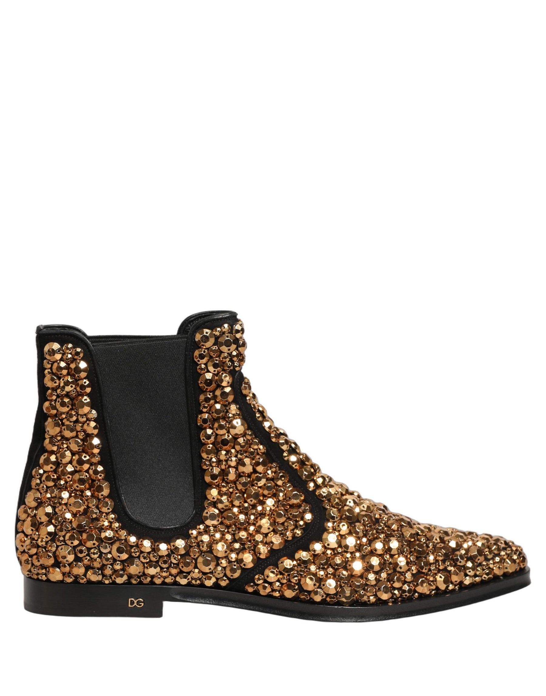 Dolce & Gabbana Gold Embellished Chelsea Ankle Boots Shoes | Regal Royce