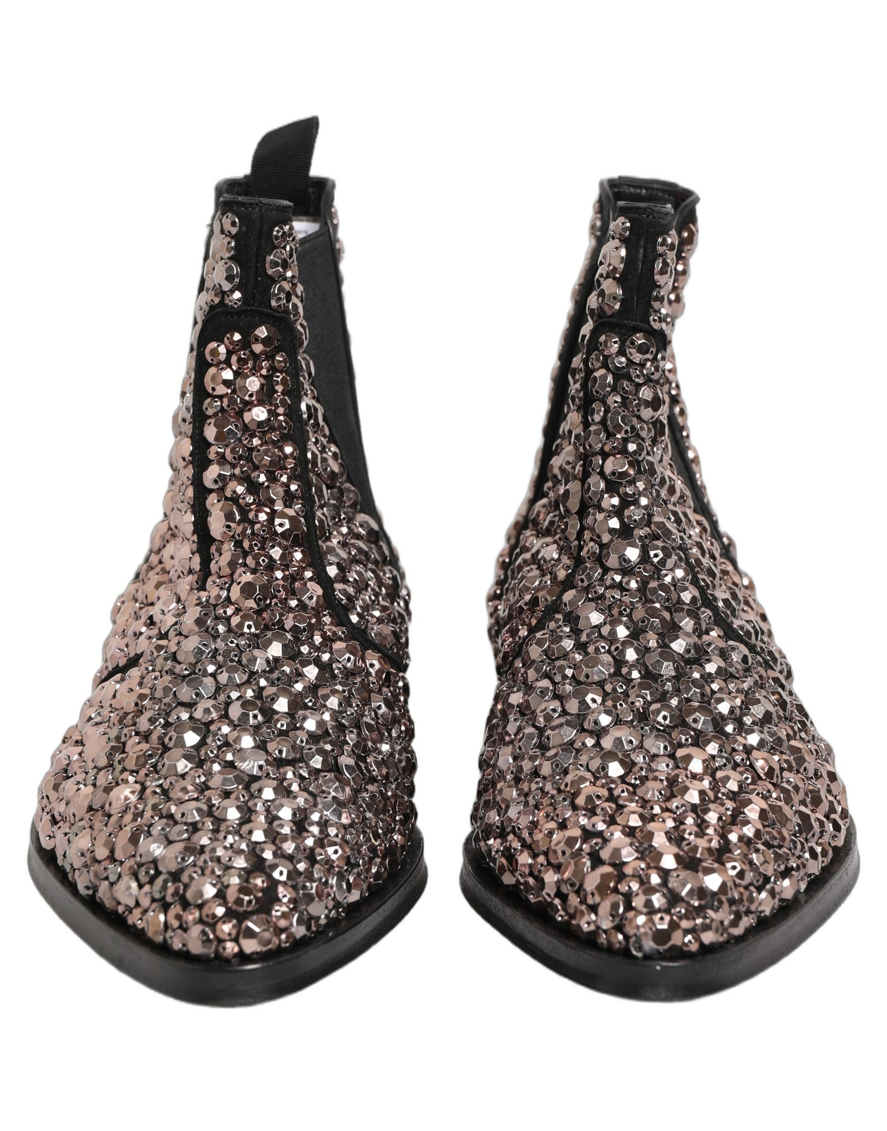 Dolce & Gabbana Silver Embellished Chelsea Ankle Boots Shoes | Regal Royce