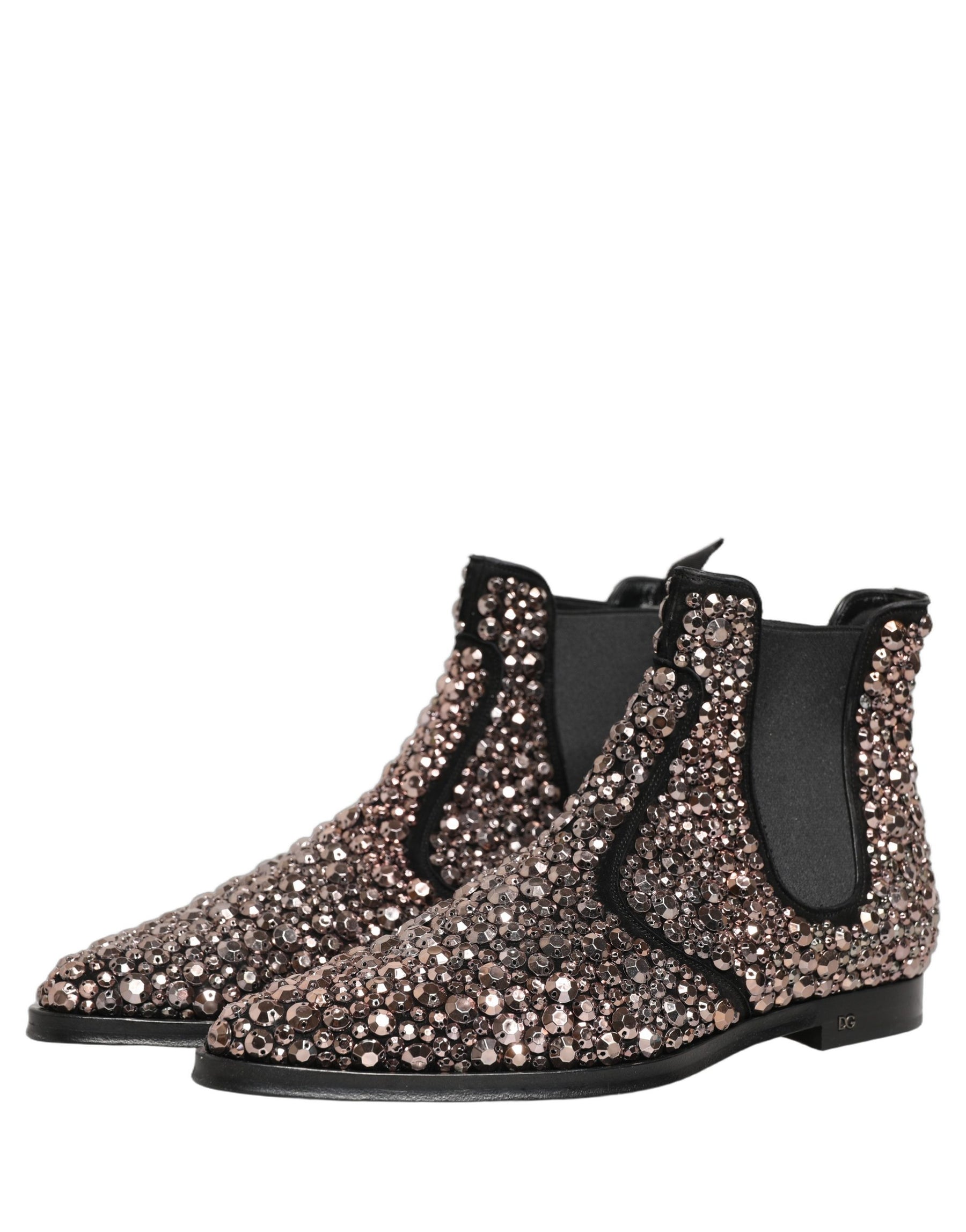 Dolce & Gabbana Silver Embellished Chelsea Ankle Boots Shoes | Regal Royce