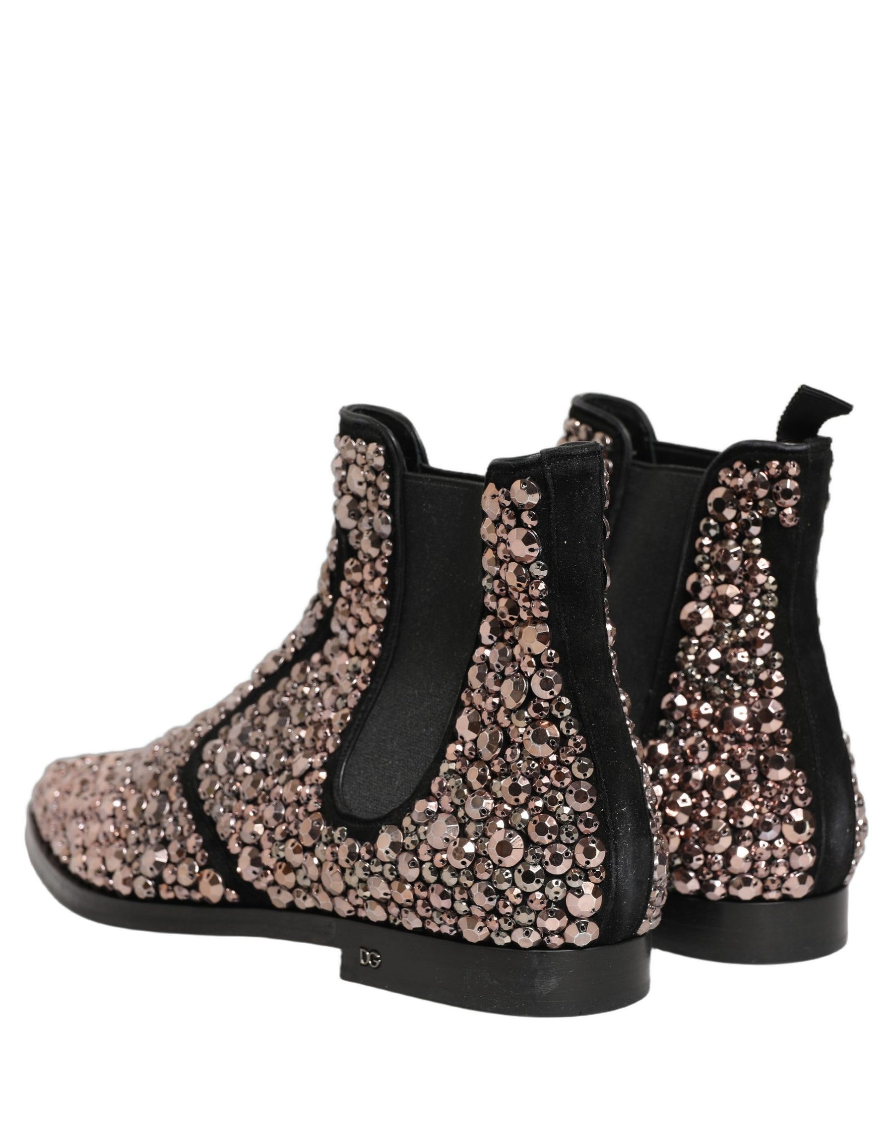 Dolce & Gabbana Silver Embellished Chelsea Ankle Boots Shoes | Regal Royce