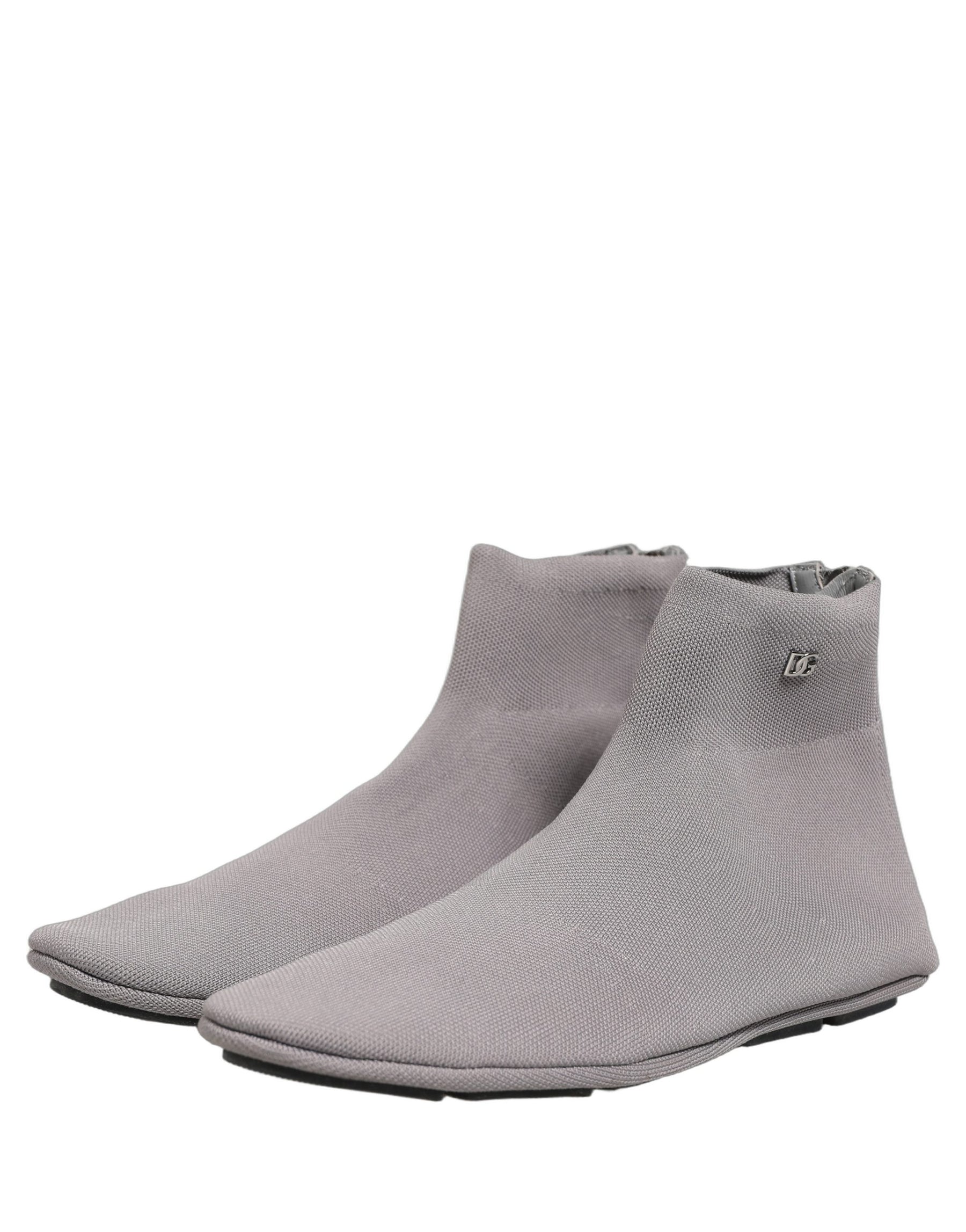 Dolce & Gabbana Gray Stretch Mesh Men Ankle Boots Shoes | Regal Royce