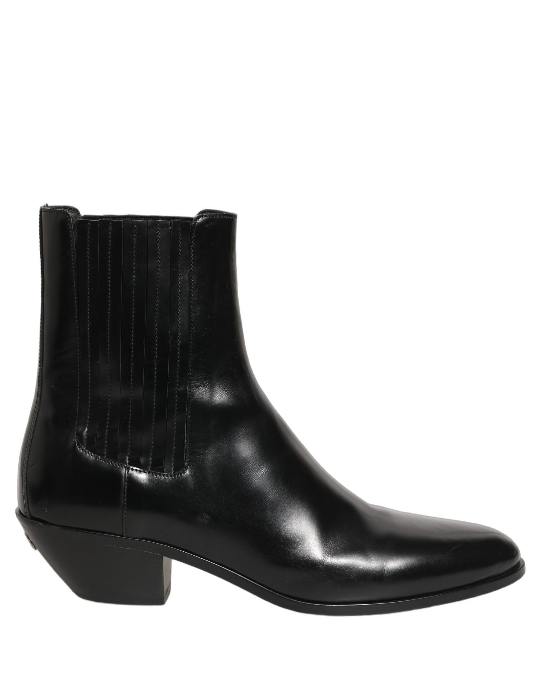 Dolce & Gabbana Black Leather Chelsea Mid Calf Boots Shoes | Regal Royce