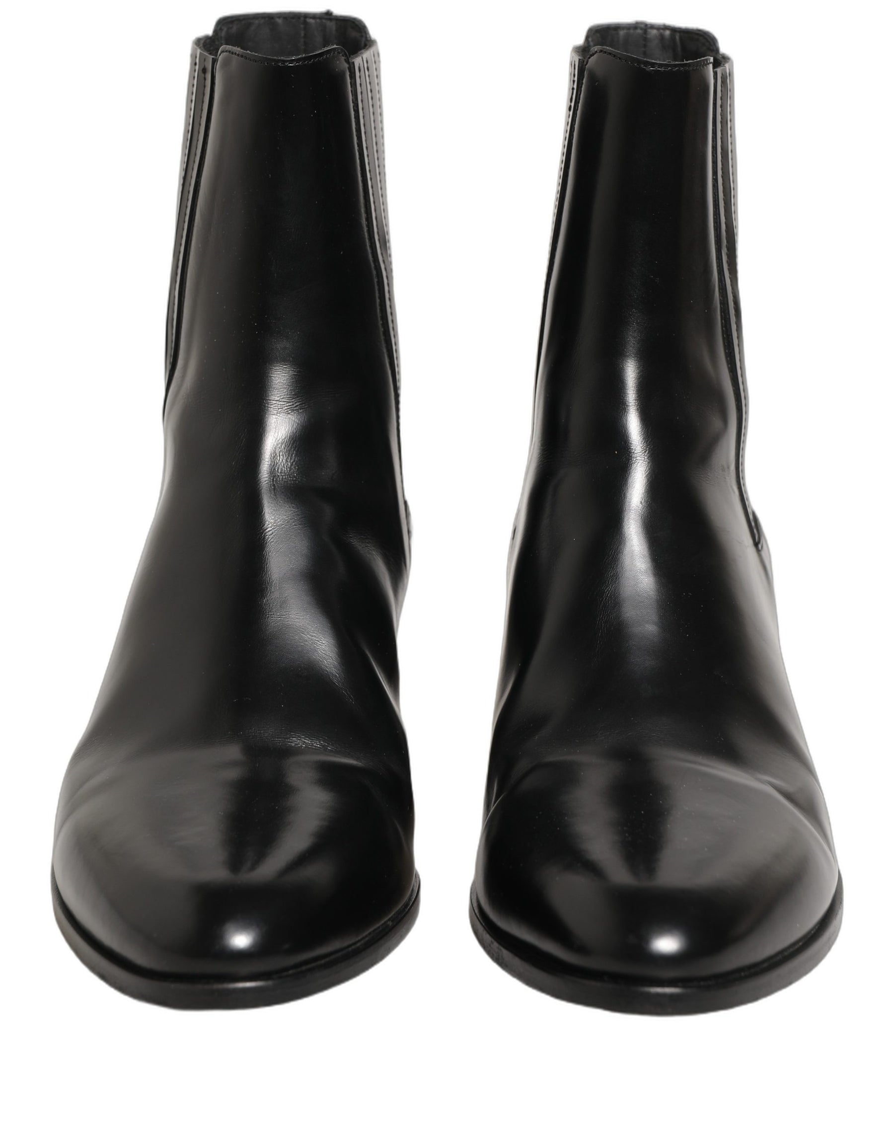 Dolce & Gabbana Black Leather Chelsea Mid Calf Boots Shoes | Regal Royce