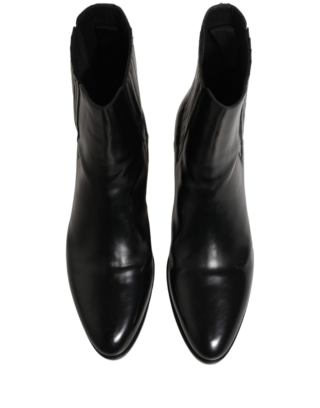 Dolce & Gabbana Black Leather Chelsea Mid Calf Boots Shoes