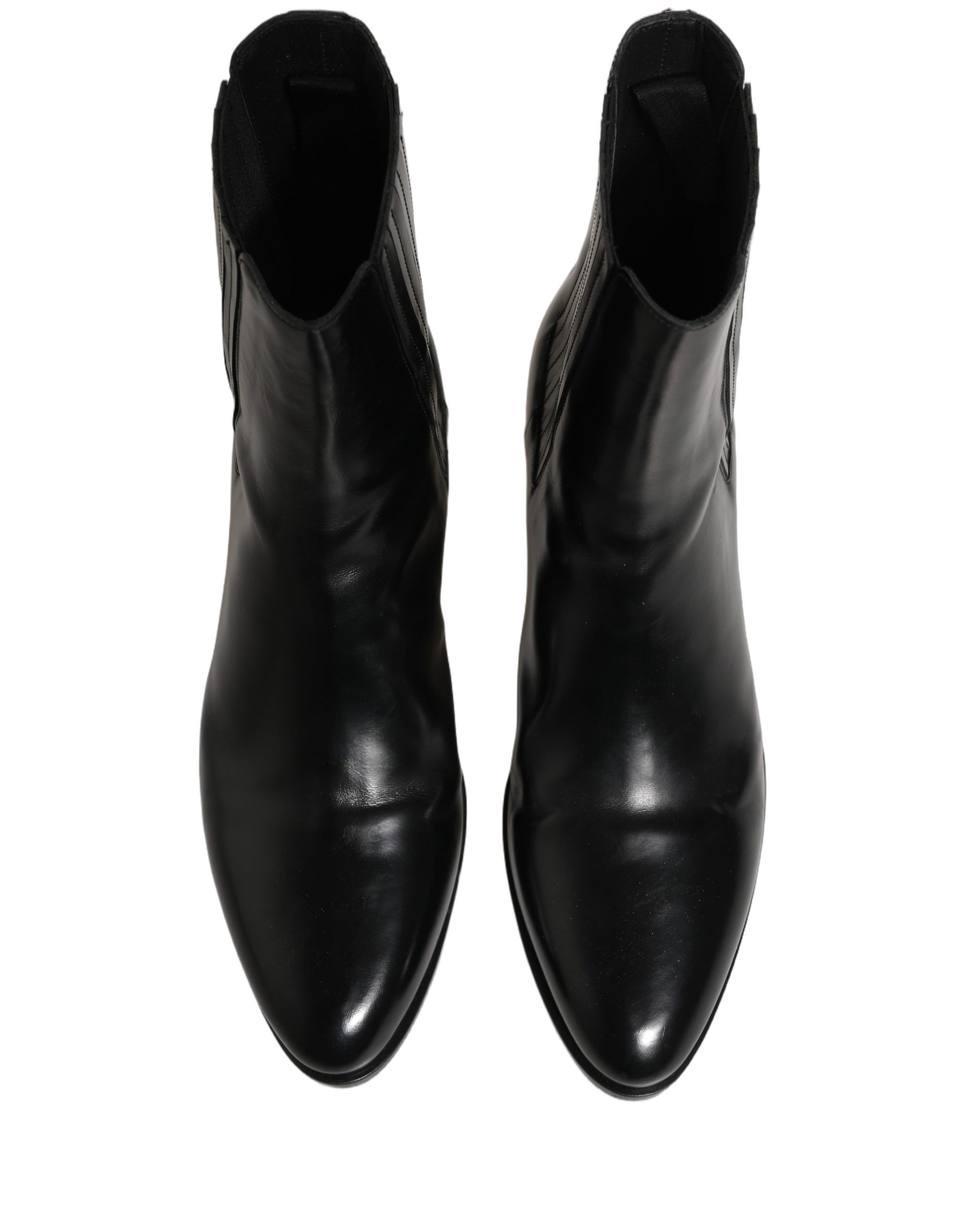 Dolce & Gabbana Black Leather Chelsea Mid Calf Boots Shoes | Regal Royce