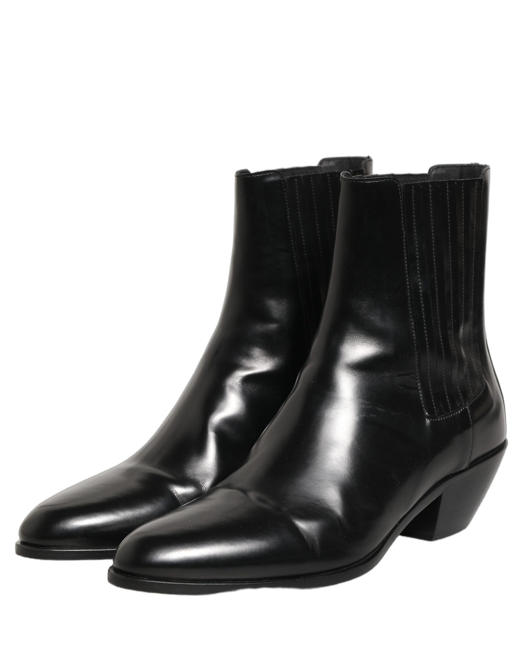 Dolce & Gabbana Black Leather Chelsea Mid Calf Boots Shoes | Regal Royce