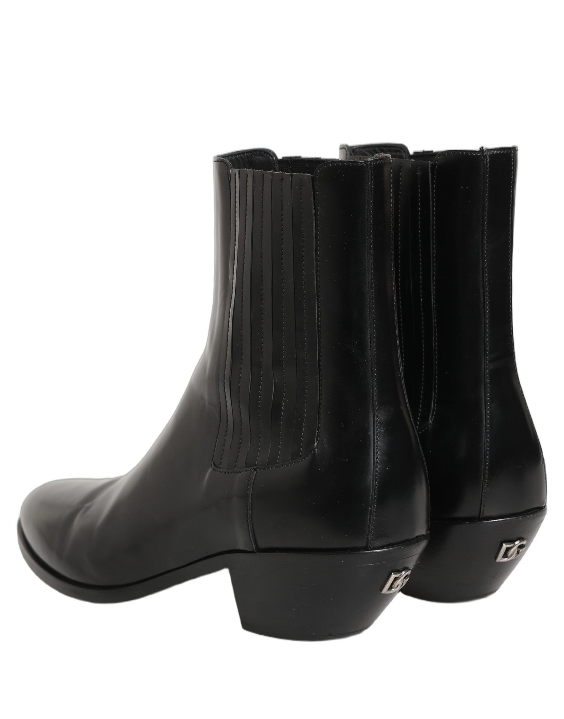Dolce & Gabbana Black Leather Chelsea Mid Calf Boots Shoes | Regal Royce