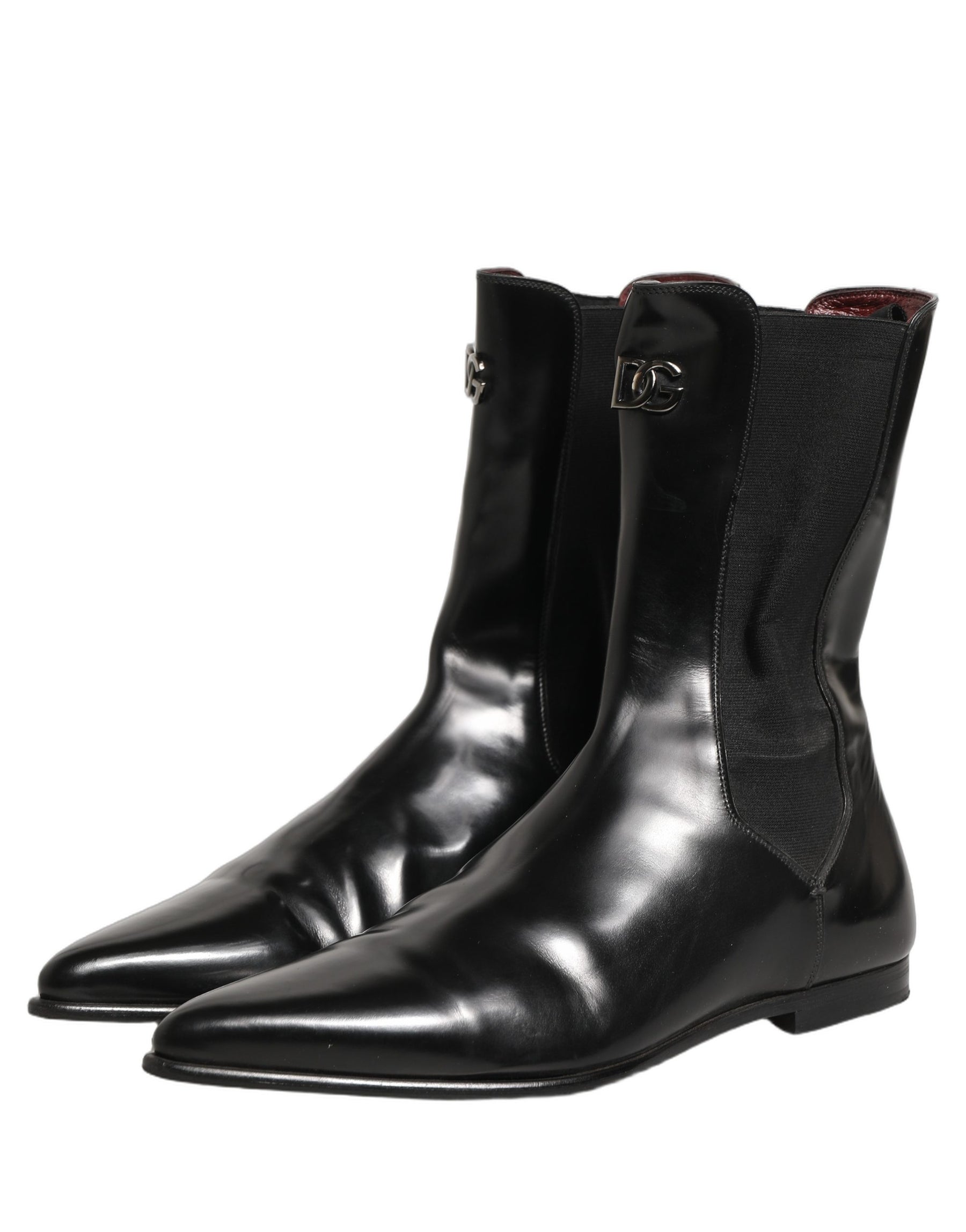 Dolce & Gabbana Black Leather Chelsea Mid Calf Boots Shoes | Regal Royce