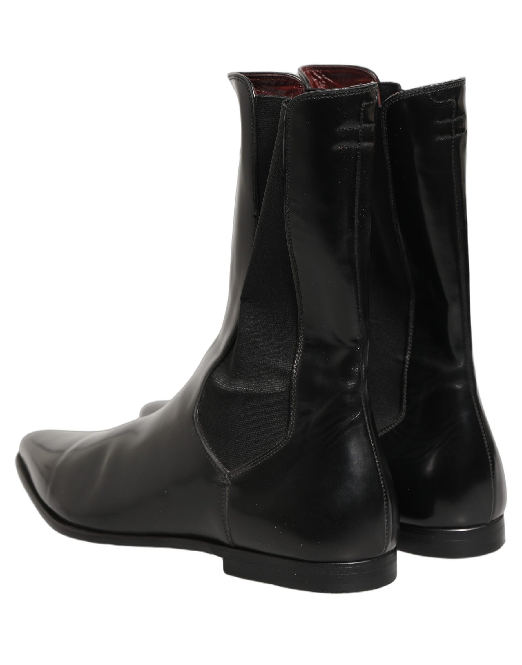 Dolce & Gabbana Black Leather Chelsea Mid Calf Boots Shoes | Regal Royce