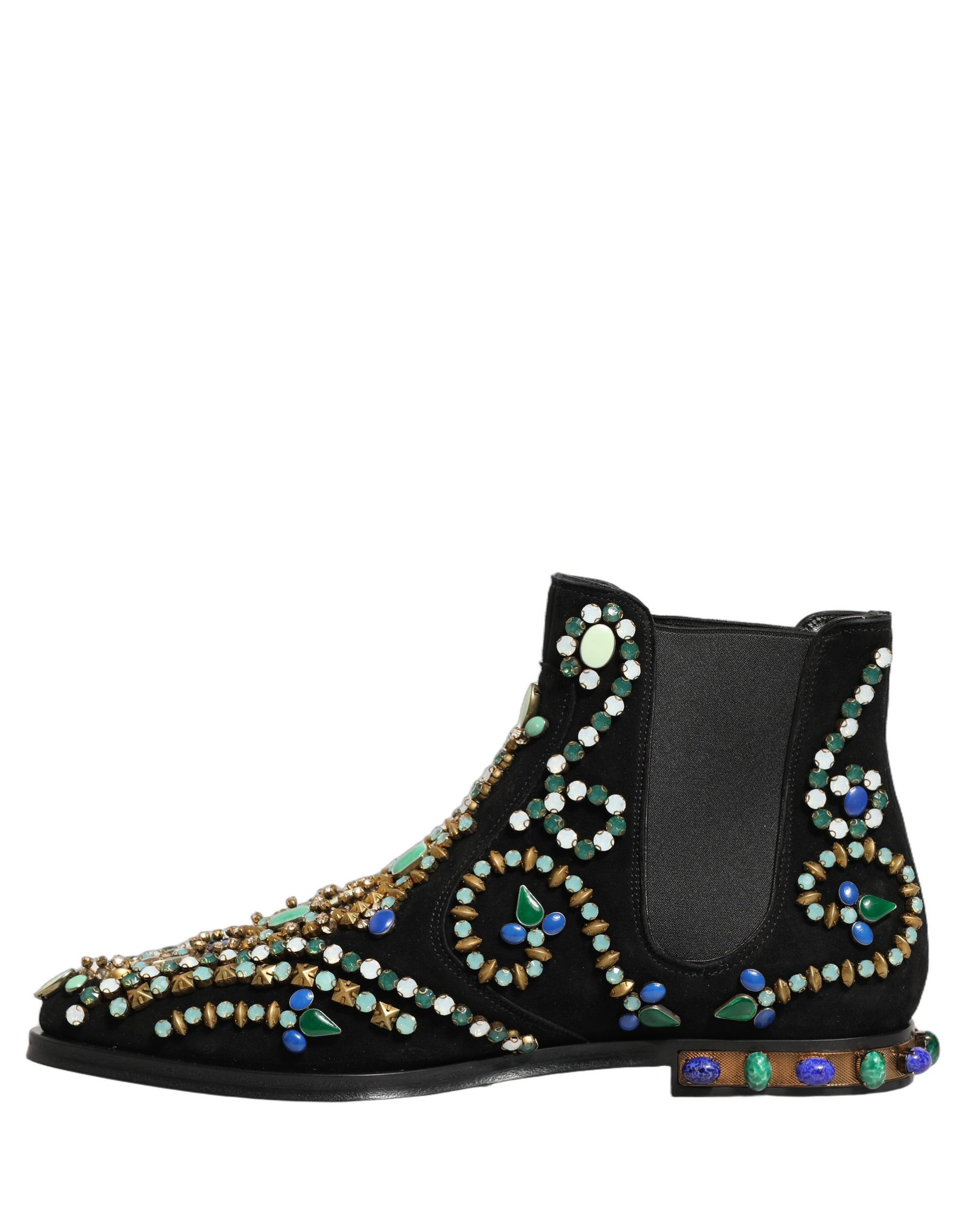 Dolce & Gabbana Black Embellished Chelsea Ankle Boots Shoes | Regal Royce
