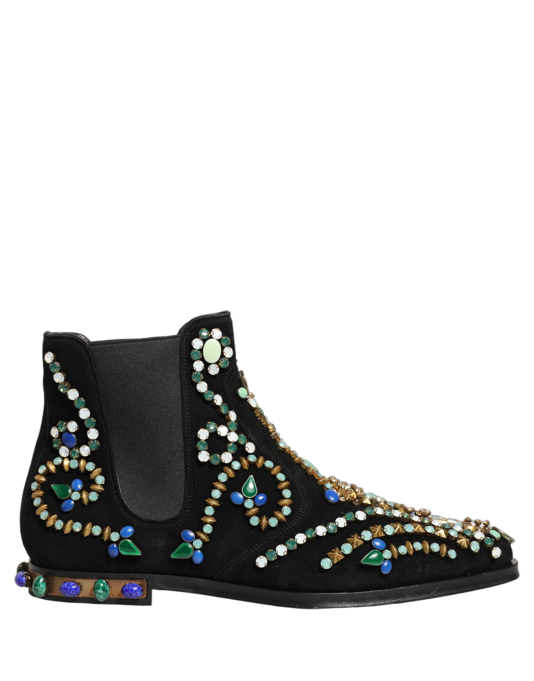 Dolce & Gabbana Black Embellished Chelsea Ankle Boots Shoes | Regal Royce