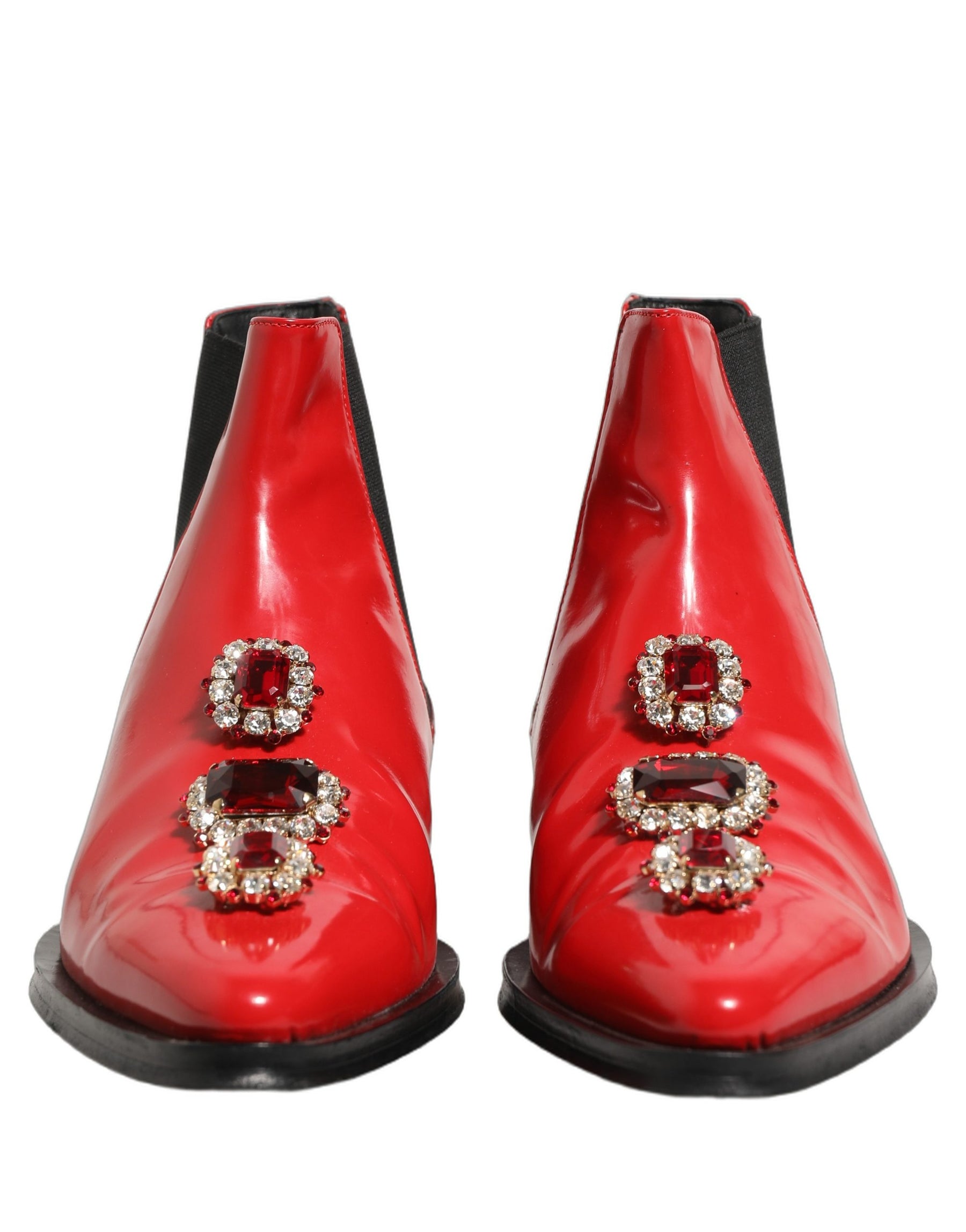 Dolce & Gabbana Red Embellished Chelsea Men Ankle Boots Shoes | Regal Royce
