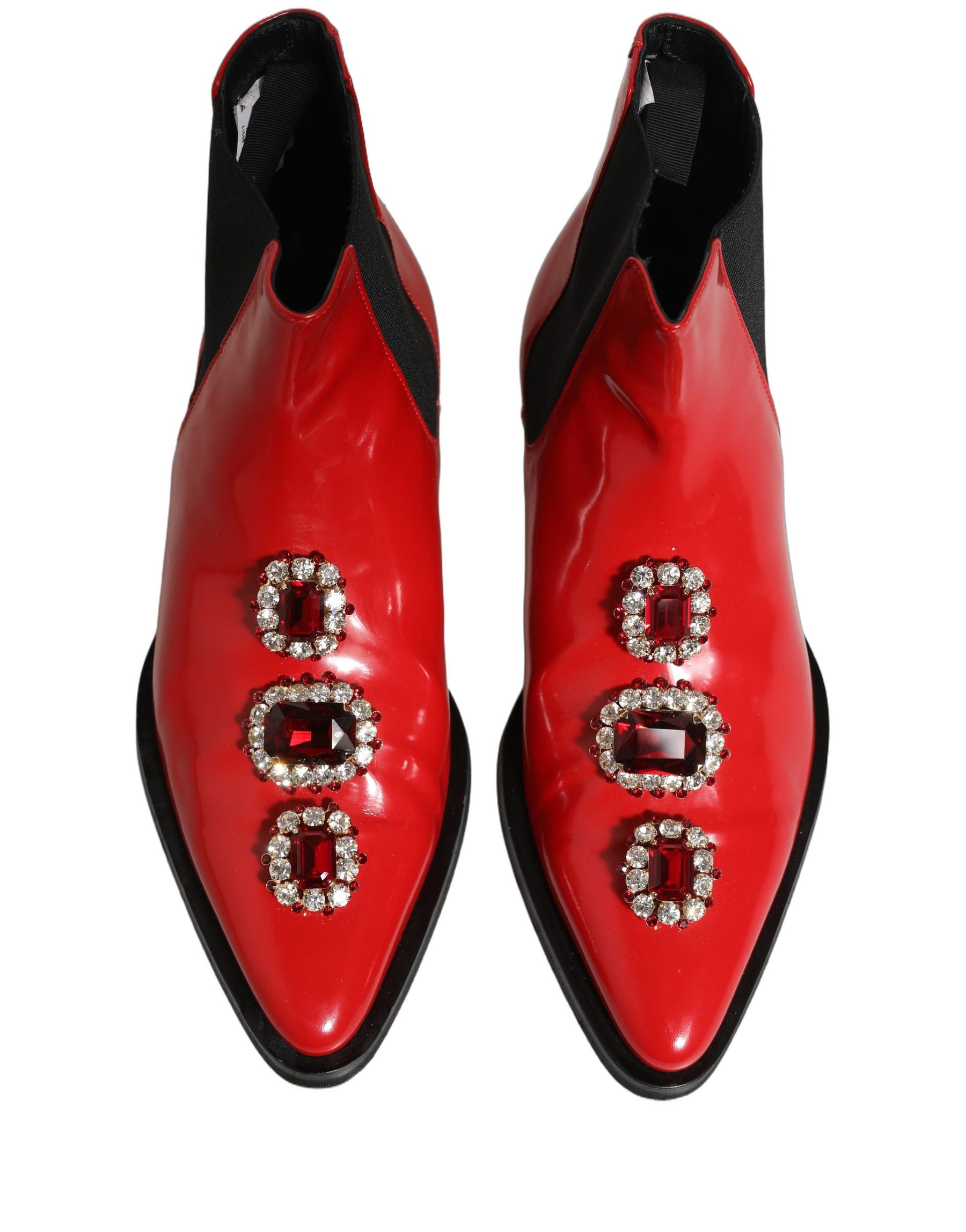 Dolce & Gabbana Red Embellished Chelsea Men Ankle Boots Shoes | Regal Royce