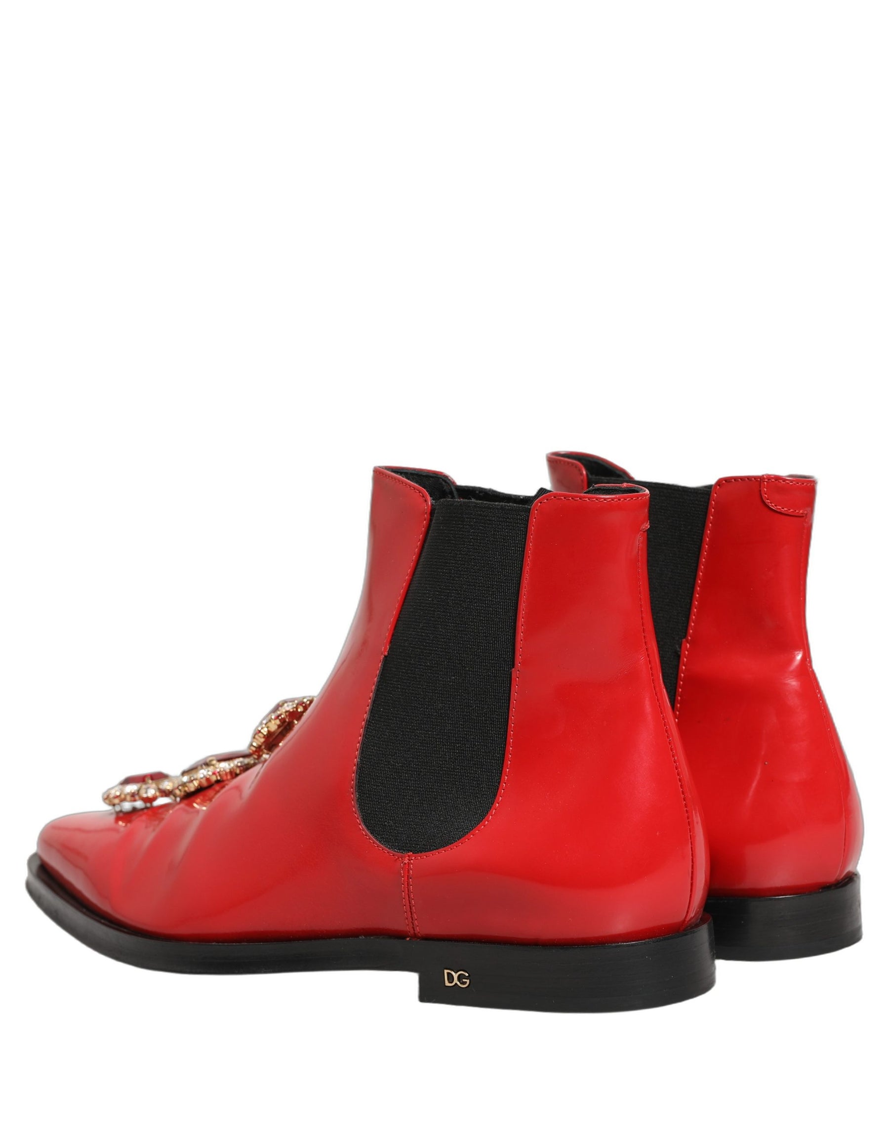 Dolce & Gabbana Red Embellished Chelsea Men Ankle Boots Shoes | Regal Royce