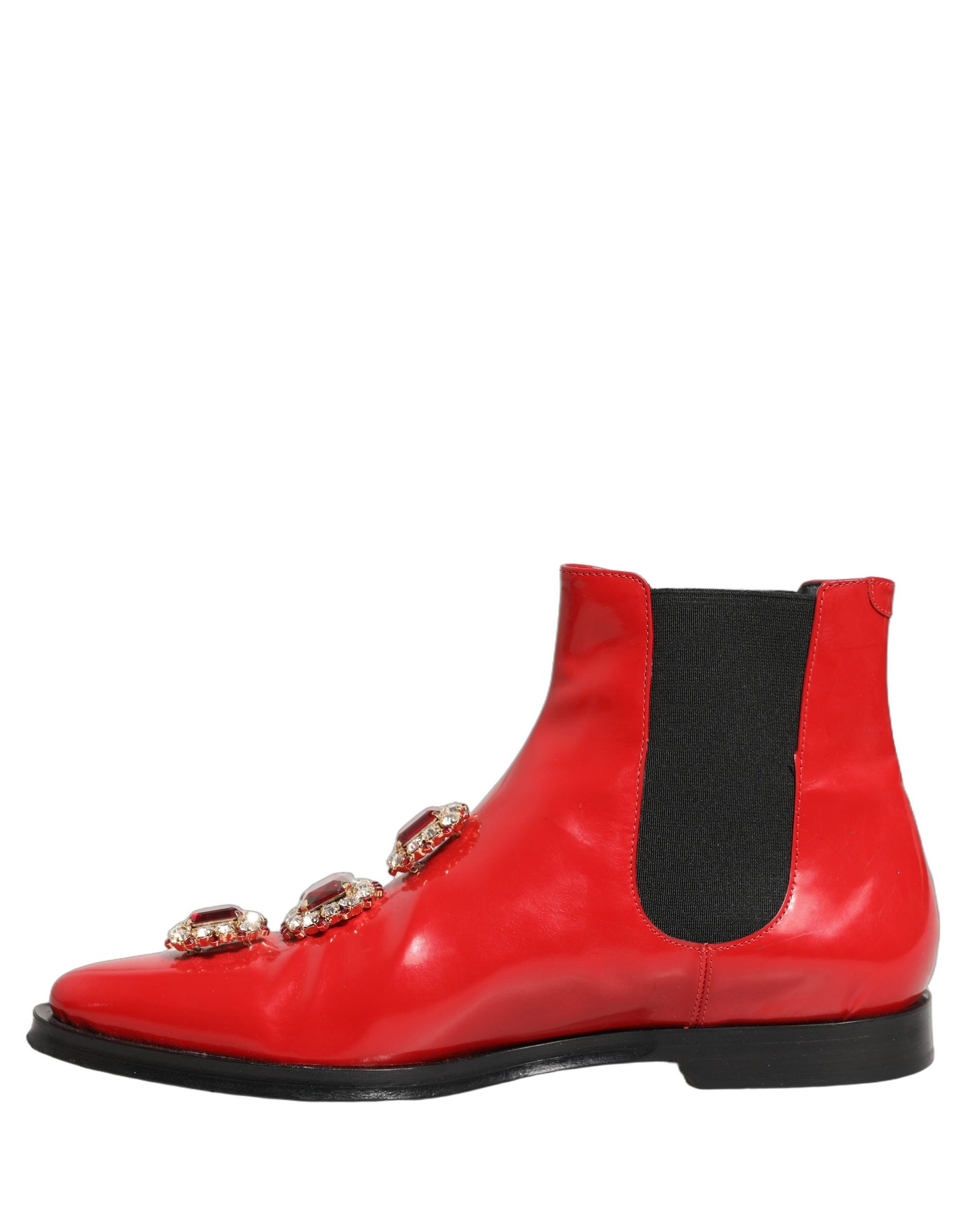 Dolce & Gabbana Red Embellished Chelsea Men Ankle Boots Shoes | Regal Royce