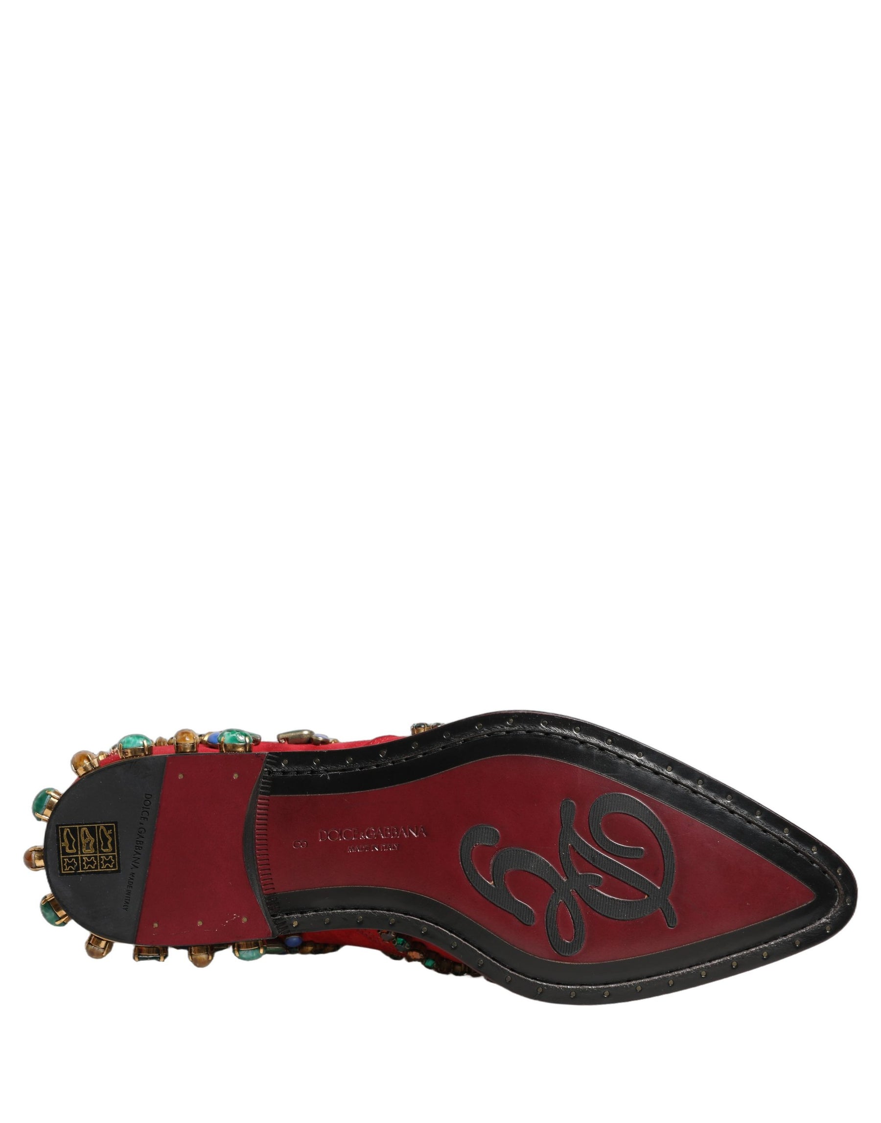 Dolce & Gabbana Red Embellished Chelsea Ankle Boots Shoes | Regal Royce