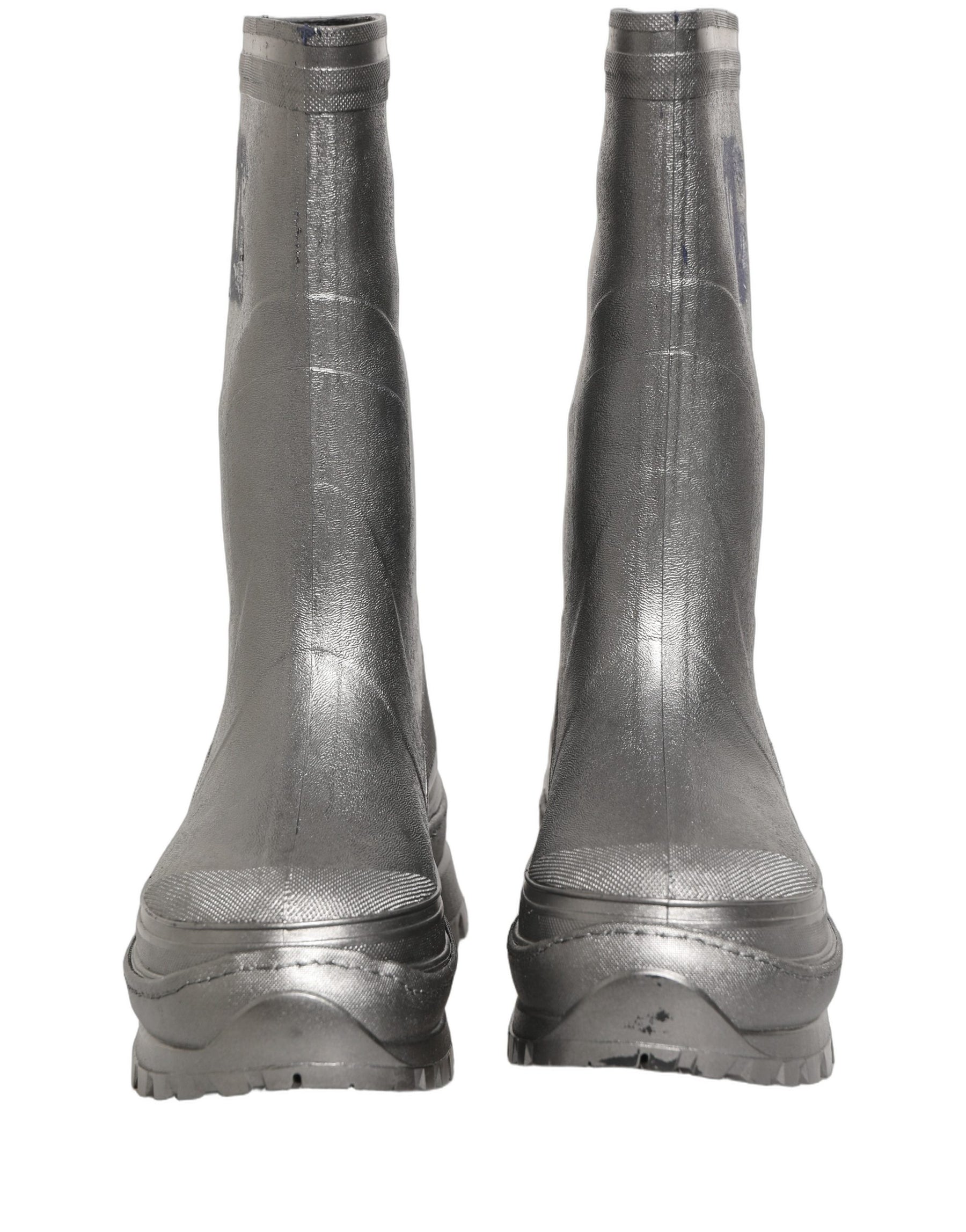 Dolce & Gabbana Metallic Silver Pull On Rain Boots Men Shoes | Regal Royce
