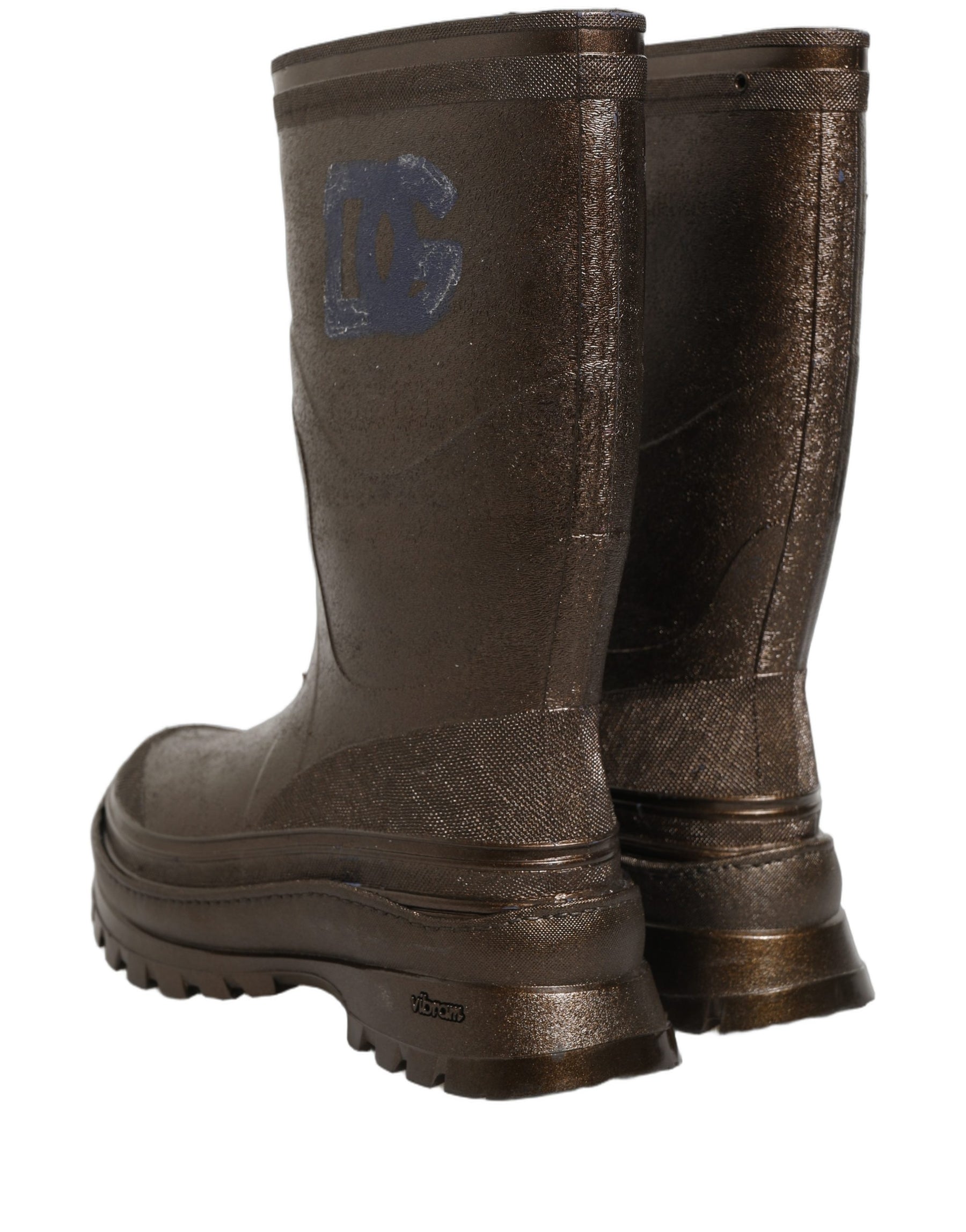 Dolce & Gabbana Bronze PVC Pull On Rain Boots Men Shoes | Regal Royce