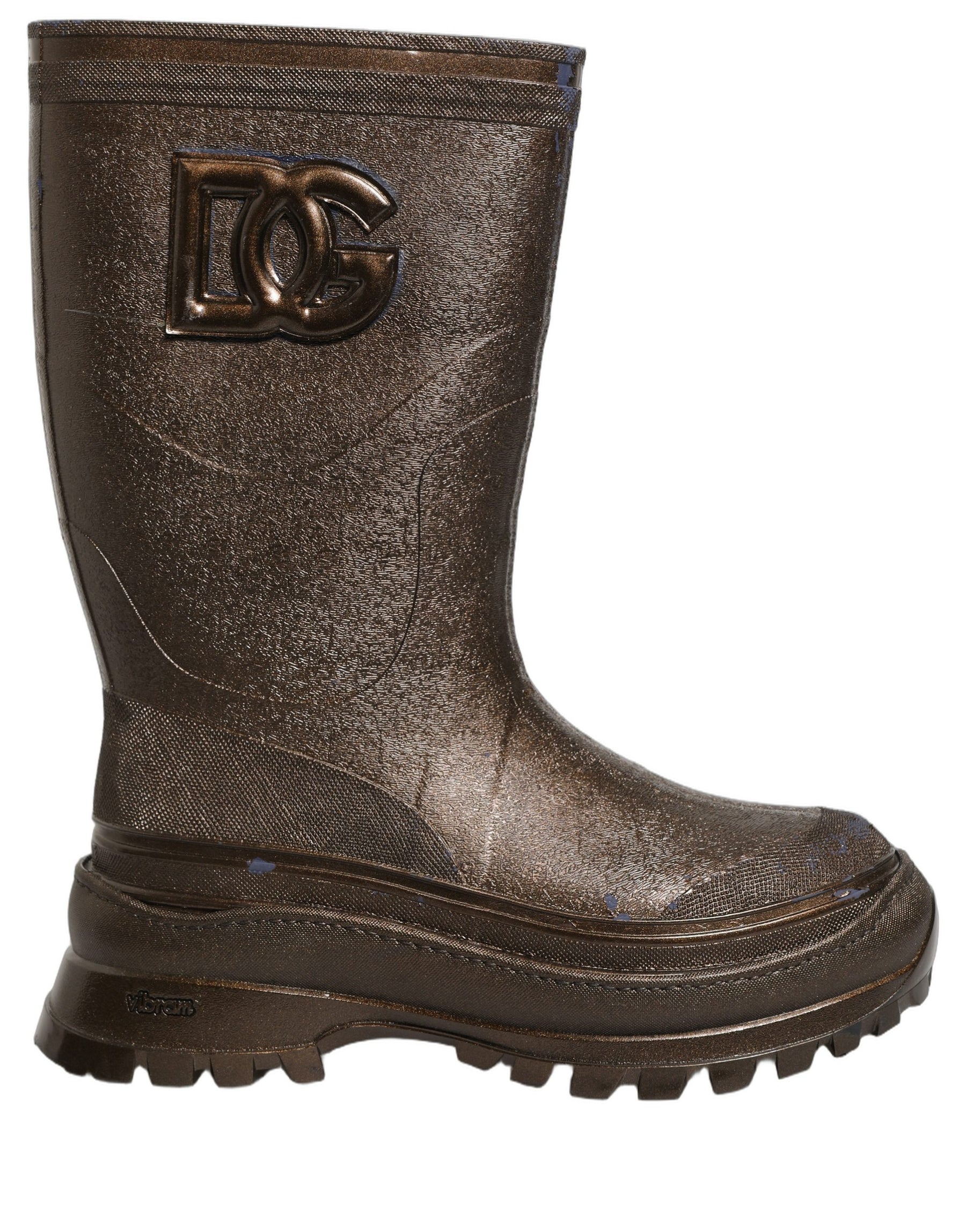 Dolce & Gabbana Bronze PVC Pull On Rain Boots Men Shoes | Regal Royce