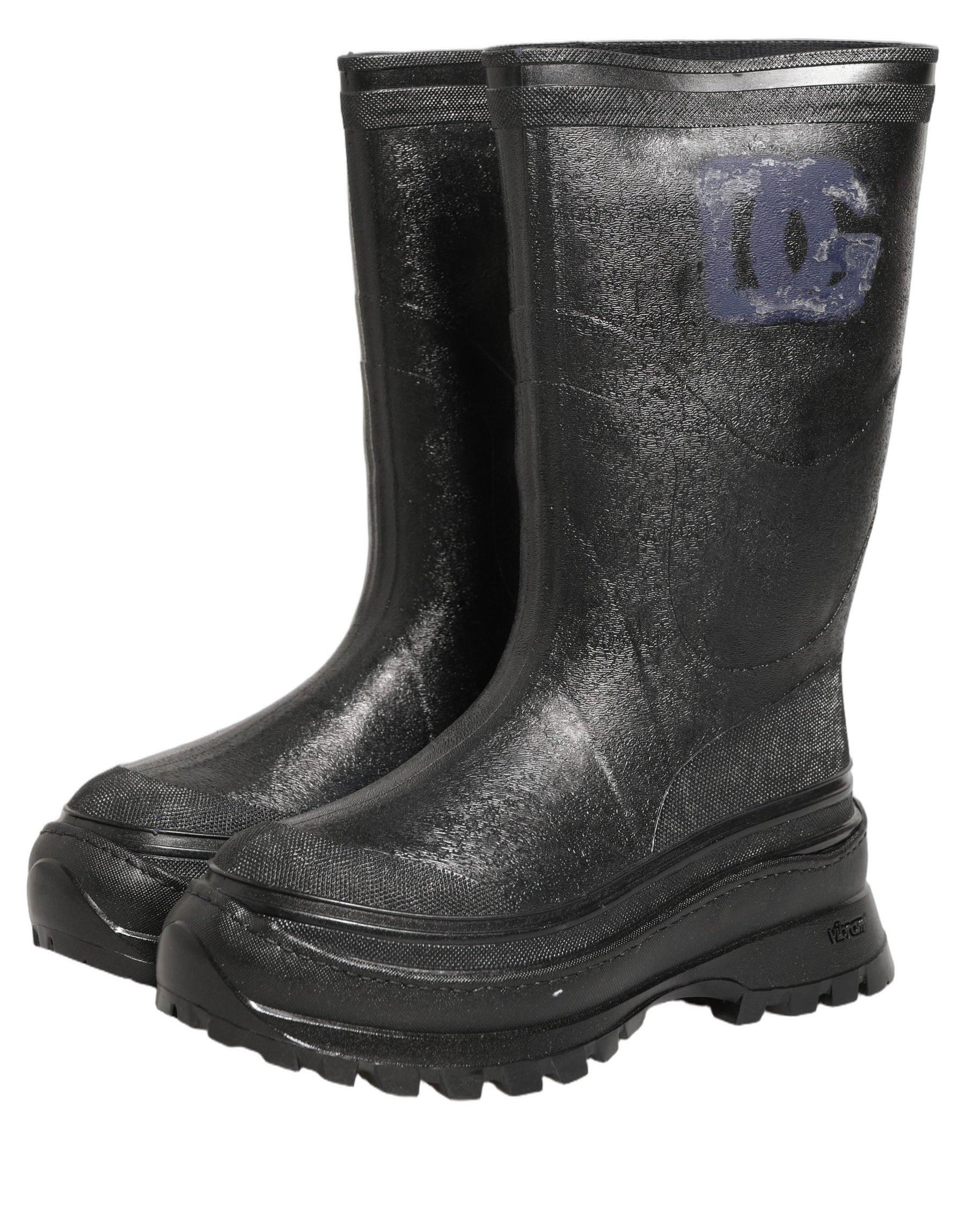 Dolce & Gabbana Black PVC Pull On Rain Boots Men Shoes | Regal Royce