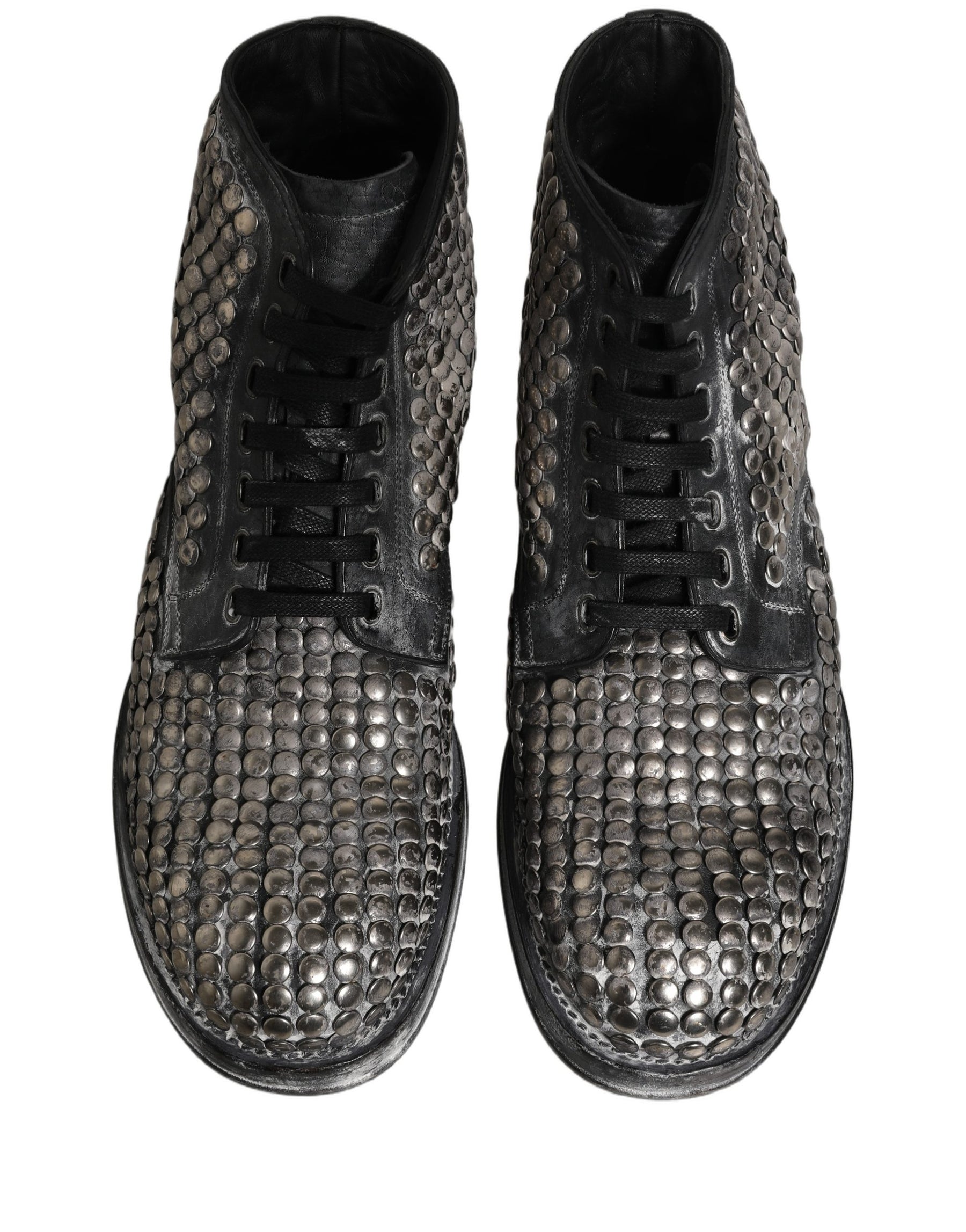 Dolce & Gabbana Black Leather Runway Studs Ankle Boots Shoes | Regal Royce