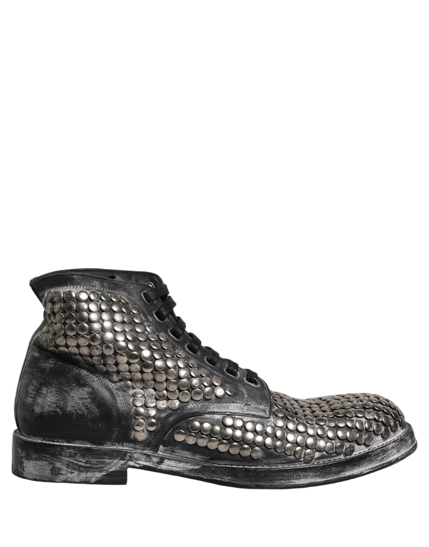 Dolce & Gabbana Black Leather Runway Studs Ankle Boots Shoes | Regal Royce