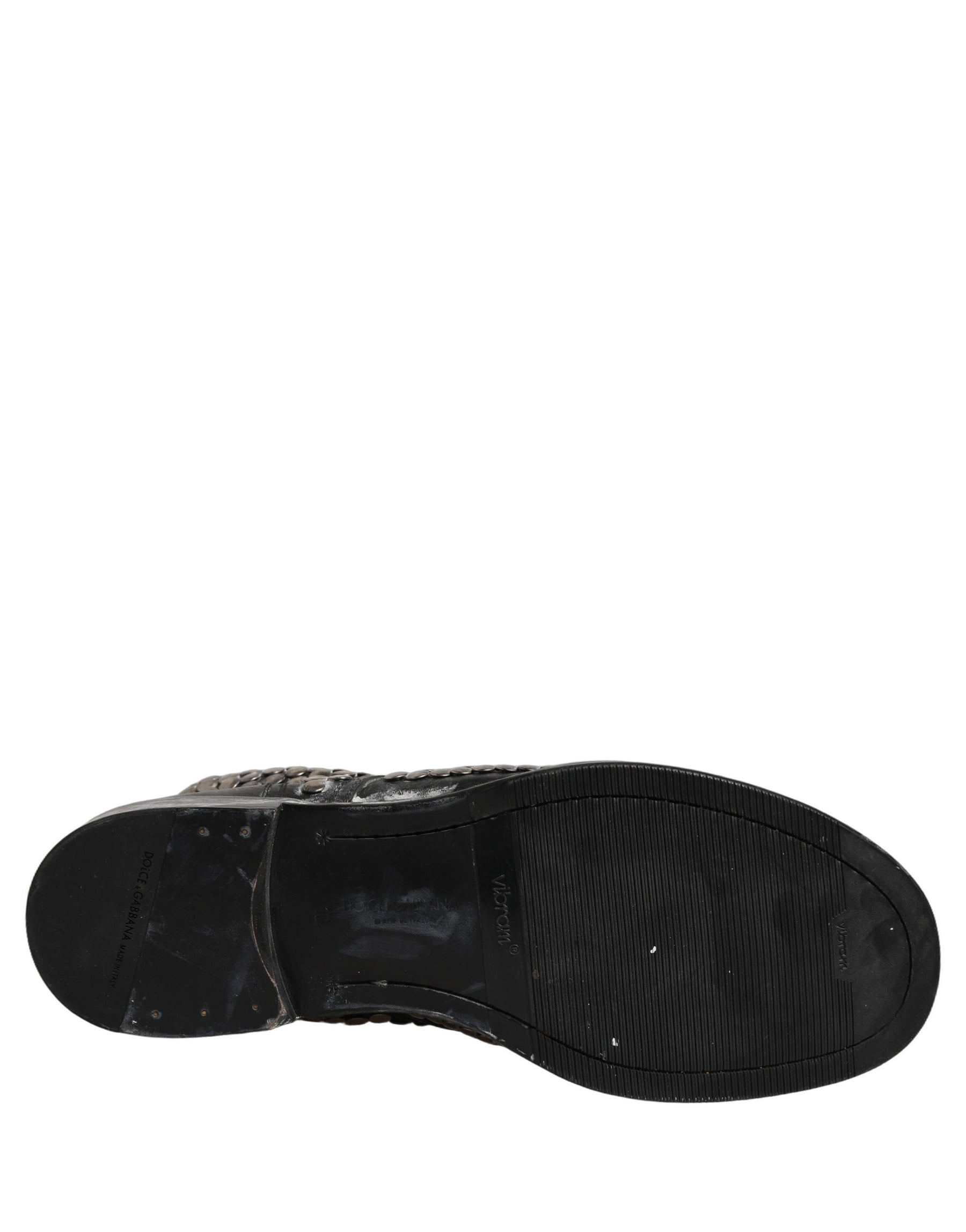 Dolce & Gabbana Black Leather Runway Studs Ankle Boots Shoes | Regal Royce