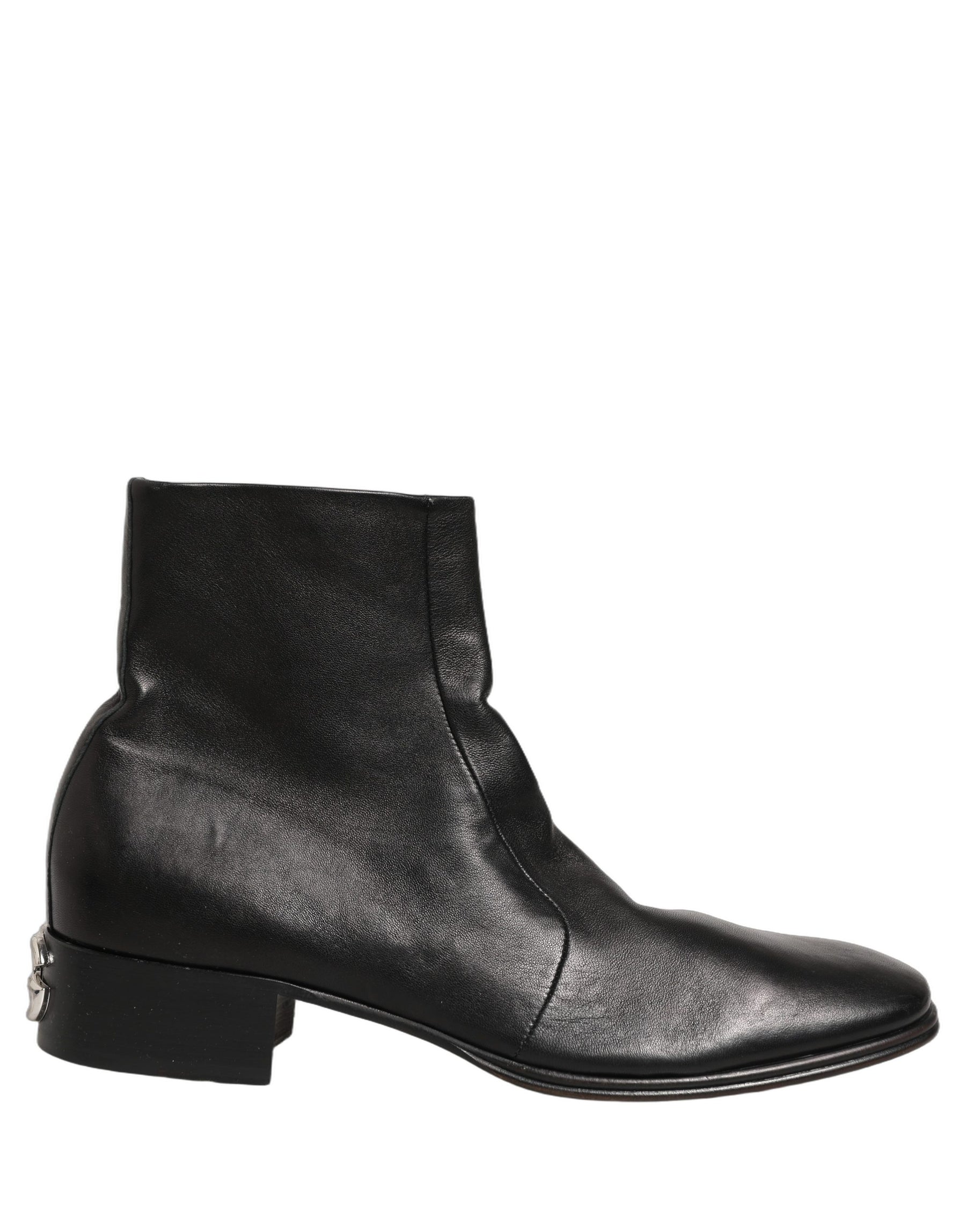 Dolce & Gabbana Black Leather Logo Short Ankle Boots Shoes | Regal Royce