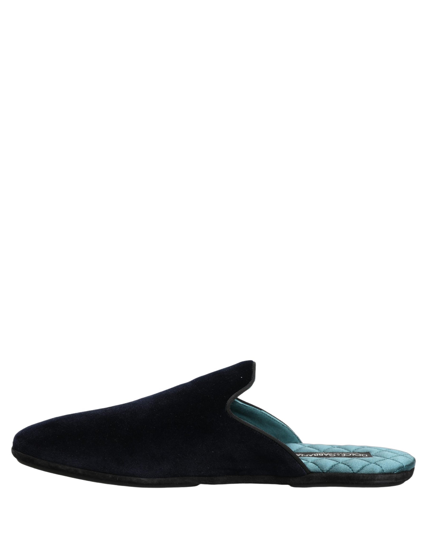 Dolce & Gabbana Dark Blue Suede Slides Flat Slipper Men Shoes | Regal Royce