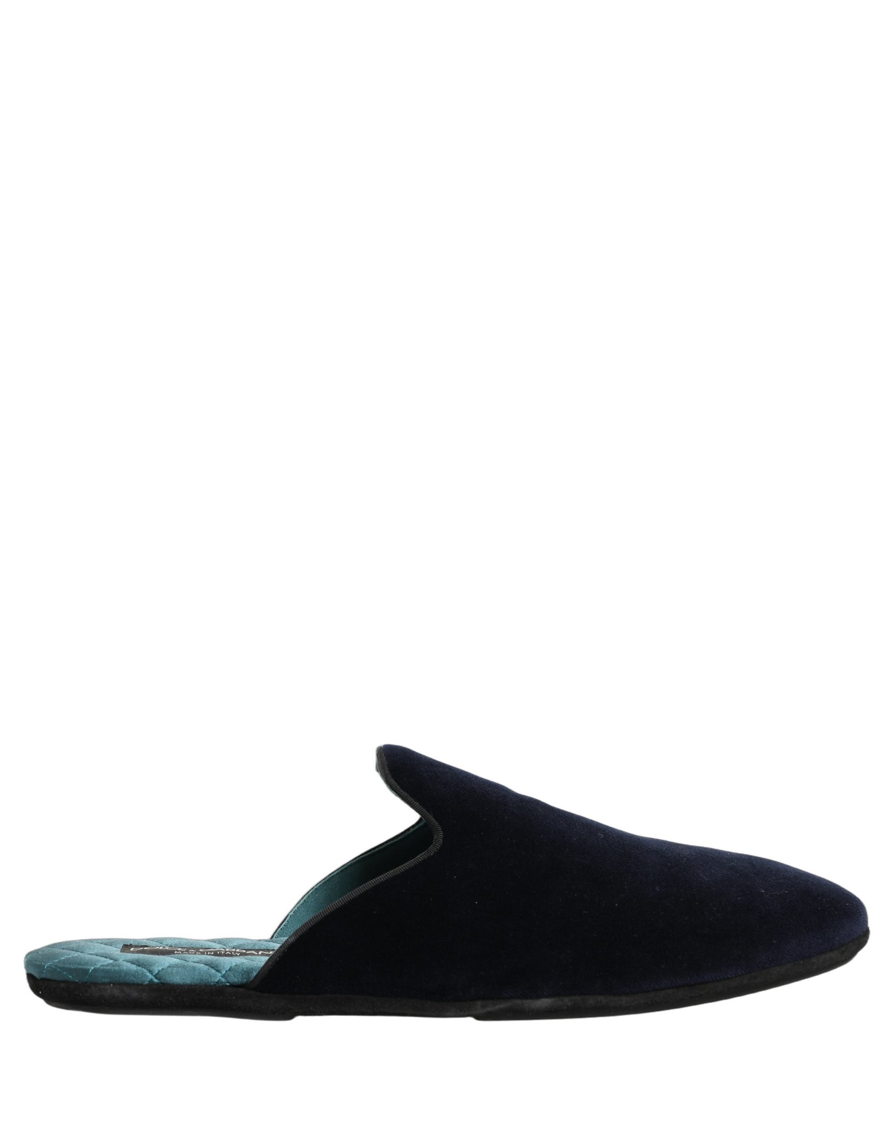 Dolce & Gabbana Dark Blue Suede Slides Flat Slipper Men Shoes | Regal Royce
