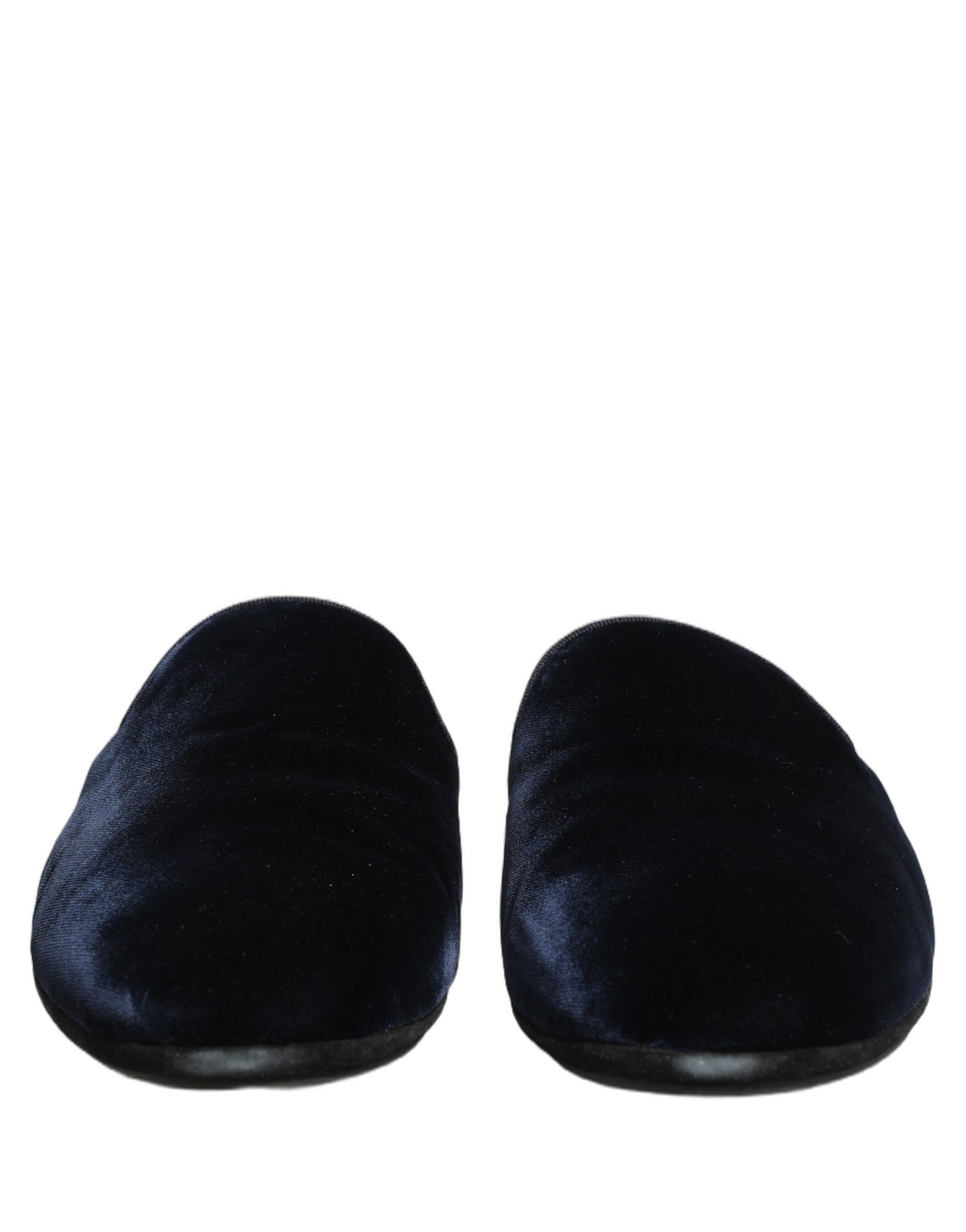 Dolce & Gabbana Dark Blue Suede Slides Flat Slipper Men Shoes | Regal Royce