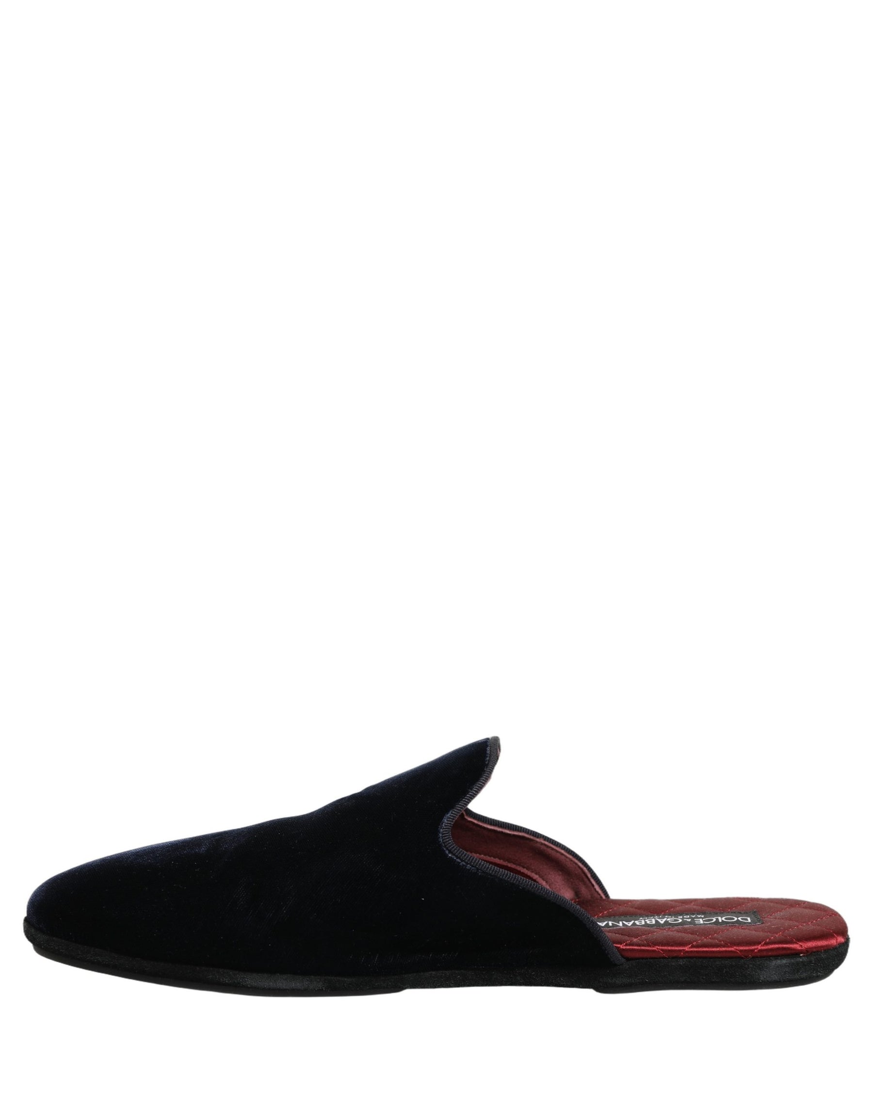 Dolce & Gabbana Dark Blue Suede Slides Flat Slipper Men Shoes | Regal Royce