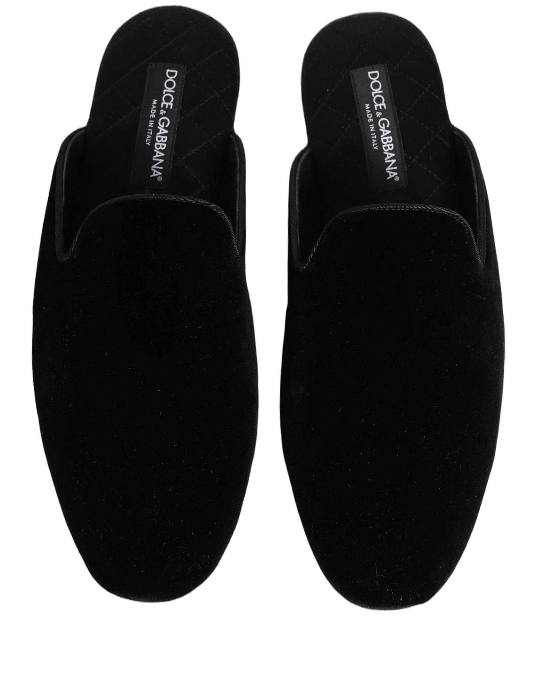 Dolce & Gabbana Black Suede Slides Flat Slipper Men Shoes | Regal Royce