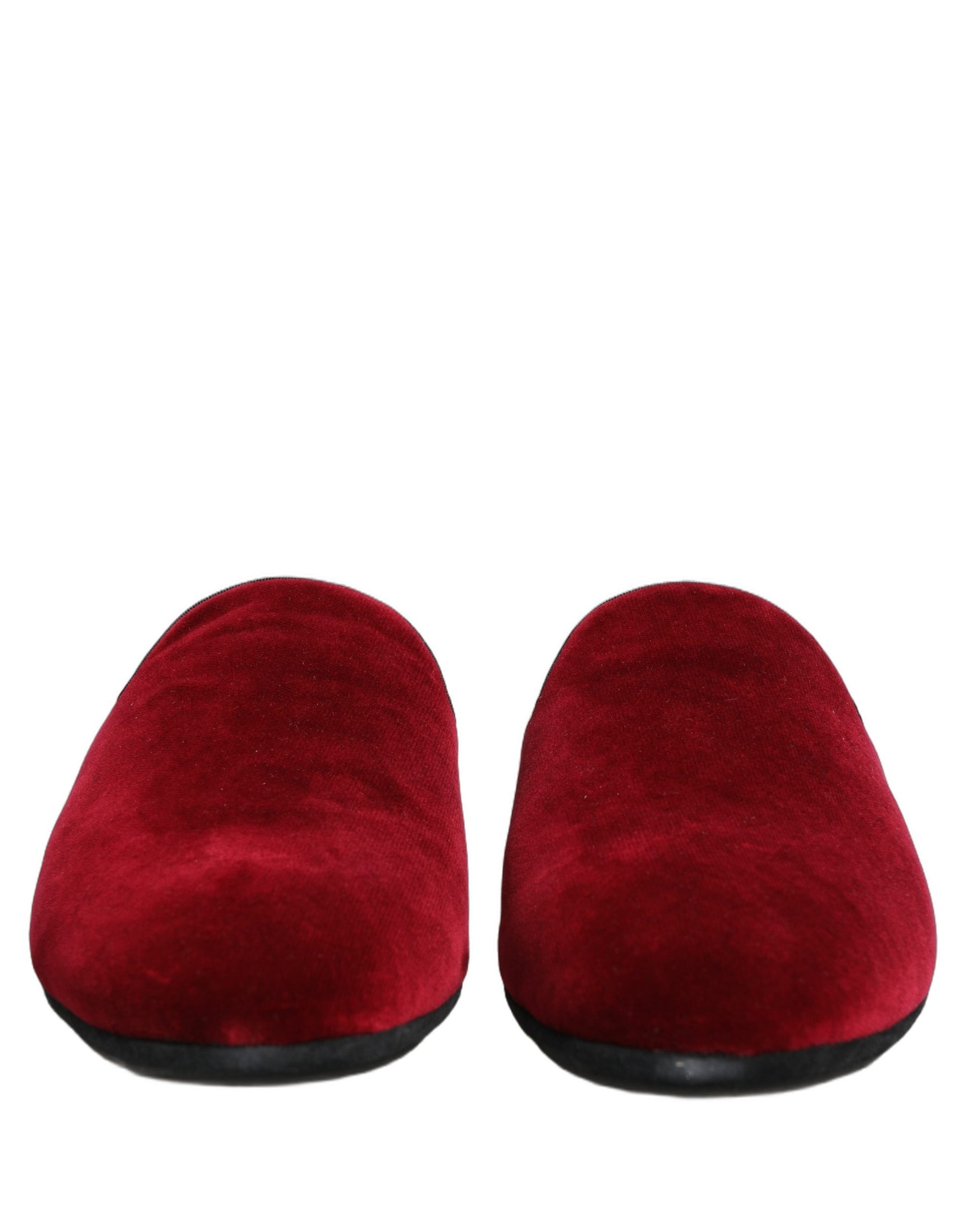 Dolce & Gabbana Red Suede Slides Flat Slipper Men Shoes | Regal Royce