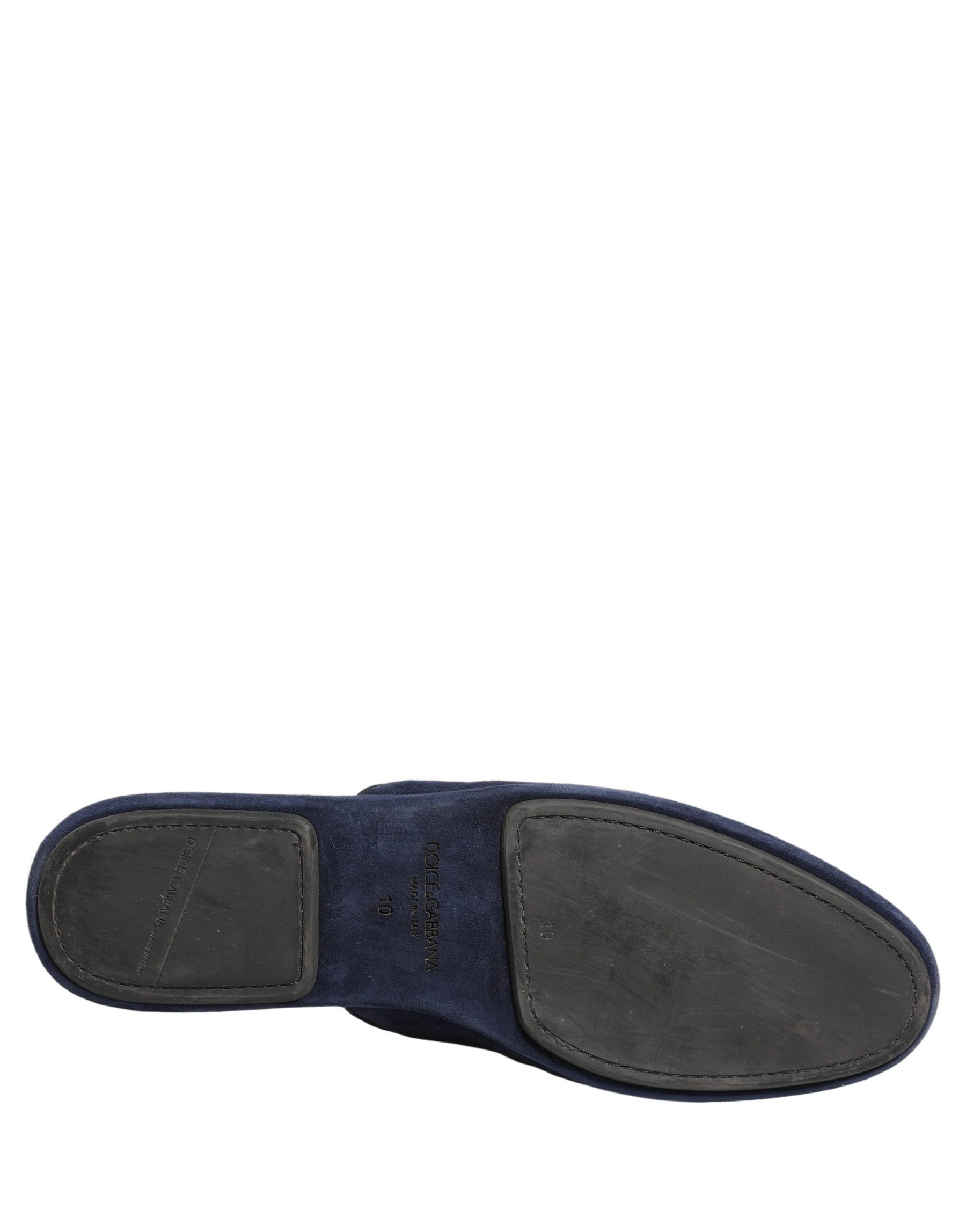 Dolce & Gabbana Blue Suede Slides Flat Slipper Men Shoes | Regal Royce