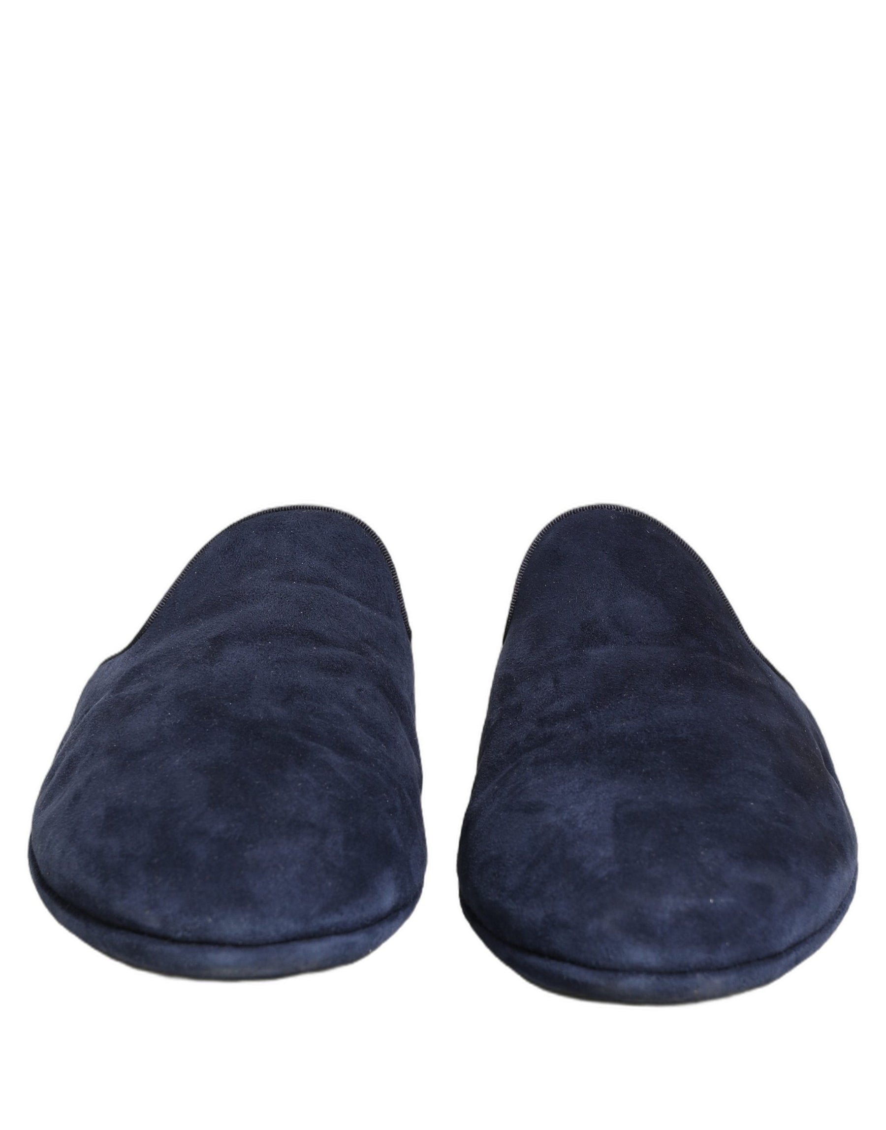 Dolce & Gabbana Blue Suede Slides Flat Slipper Men Shoes | Regal Royce