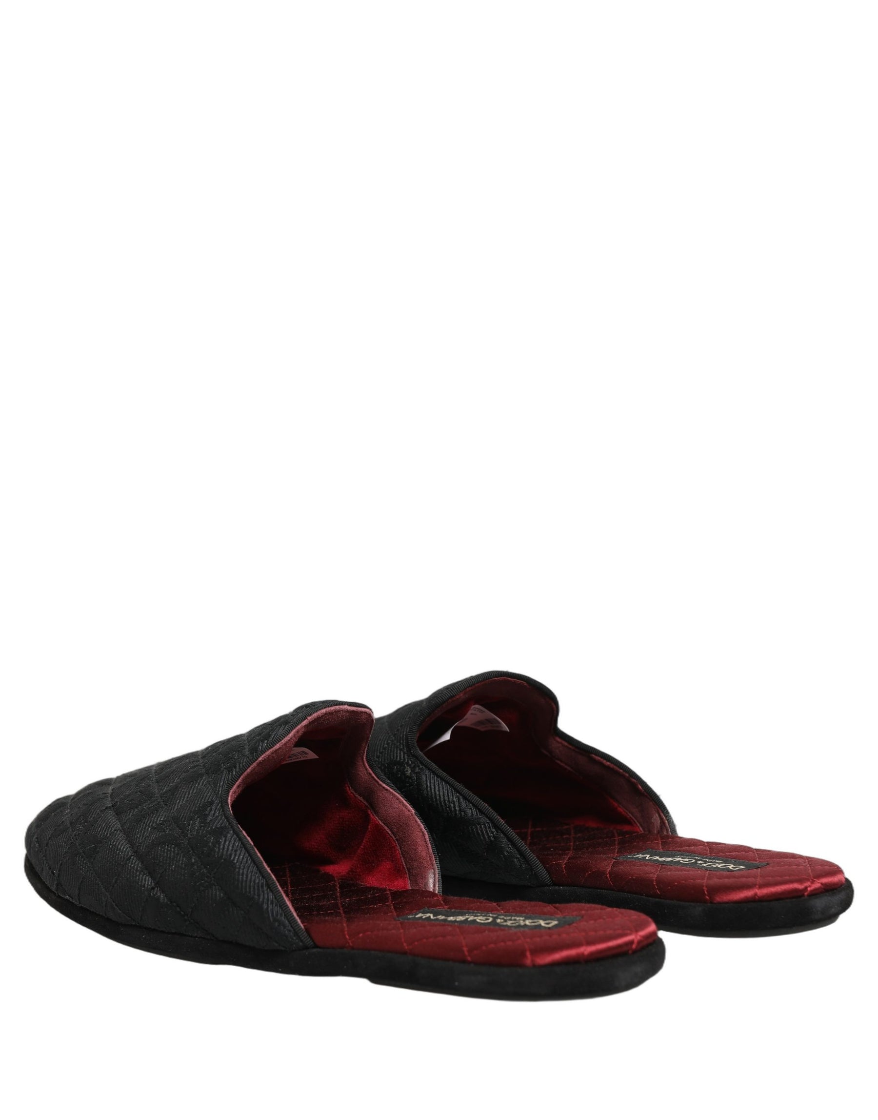 Dolce & Gabbana Black Floral Brocade Slides Slippers Shoes | Regal Royce