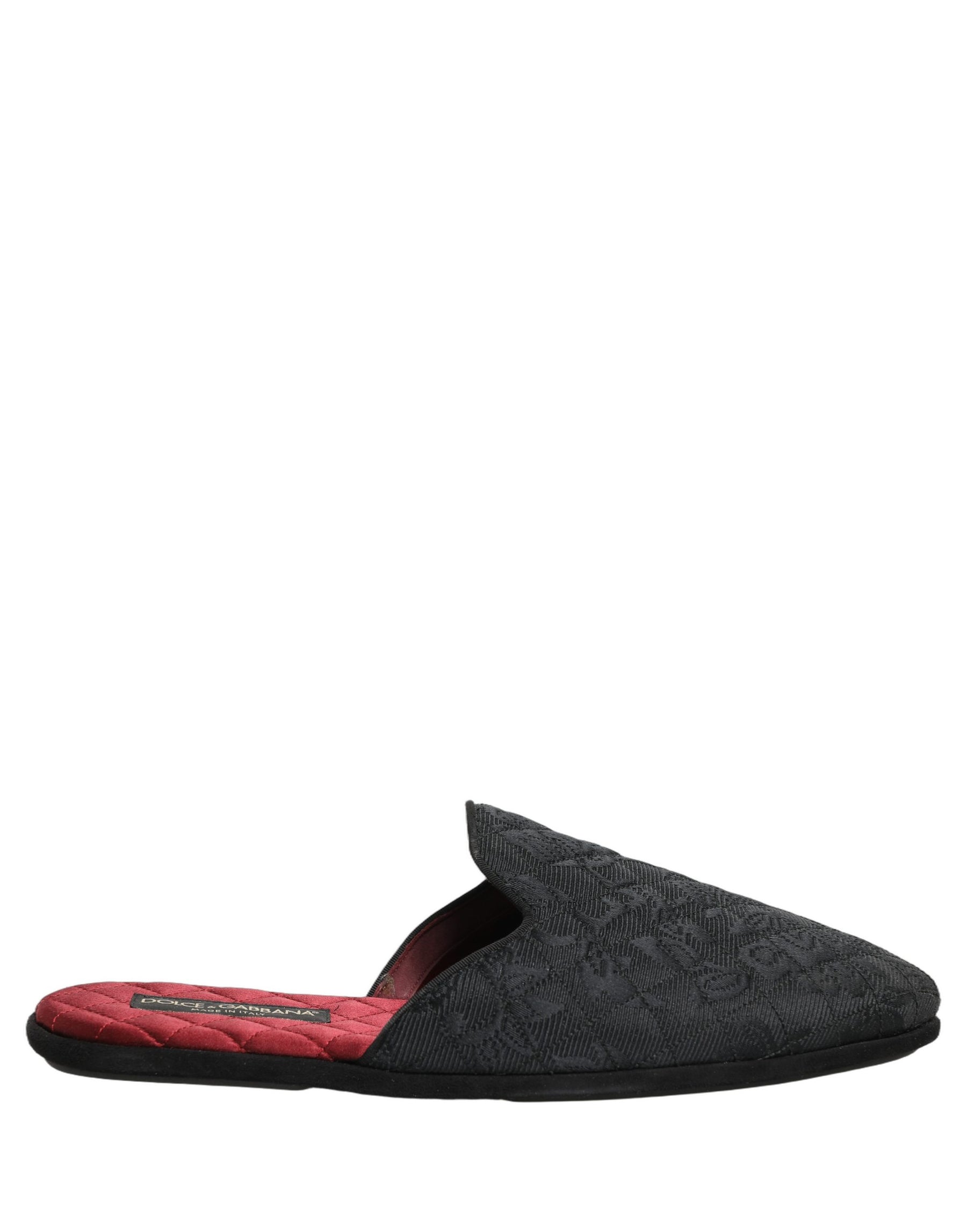 Dolce & Gabbana Black Floral Brocade Slides Slippers Shoes | Regal Royce