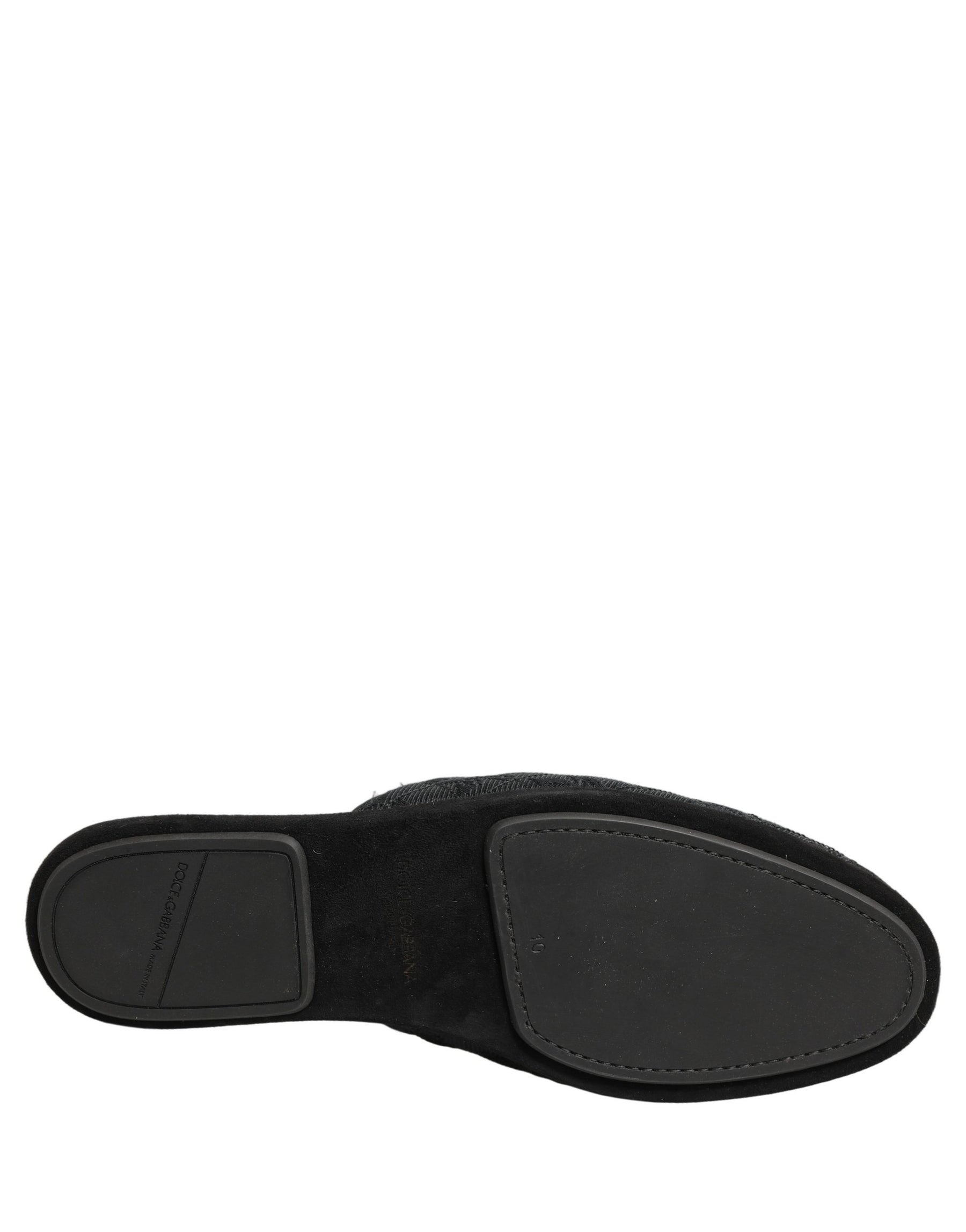 Dolce & Gabbana Black Floral Brocade Slides Slippers Shoes | Regal Royce