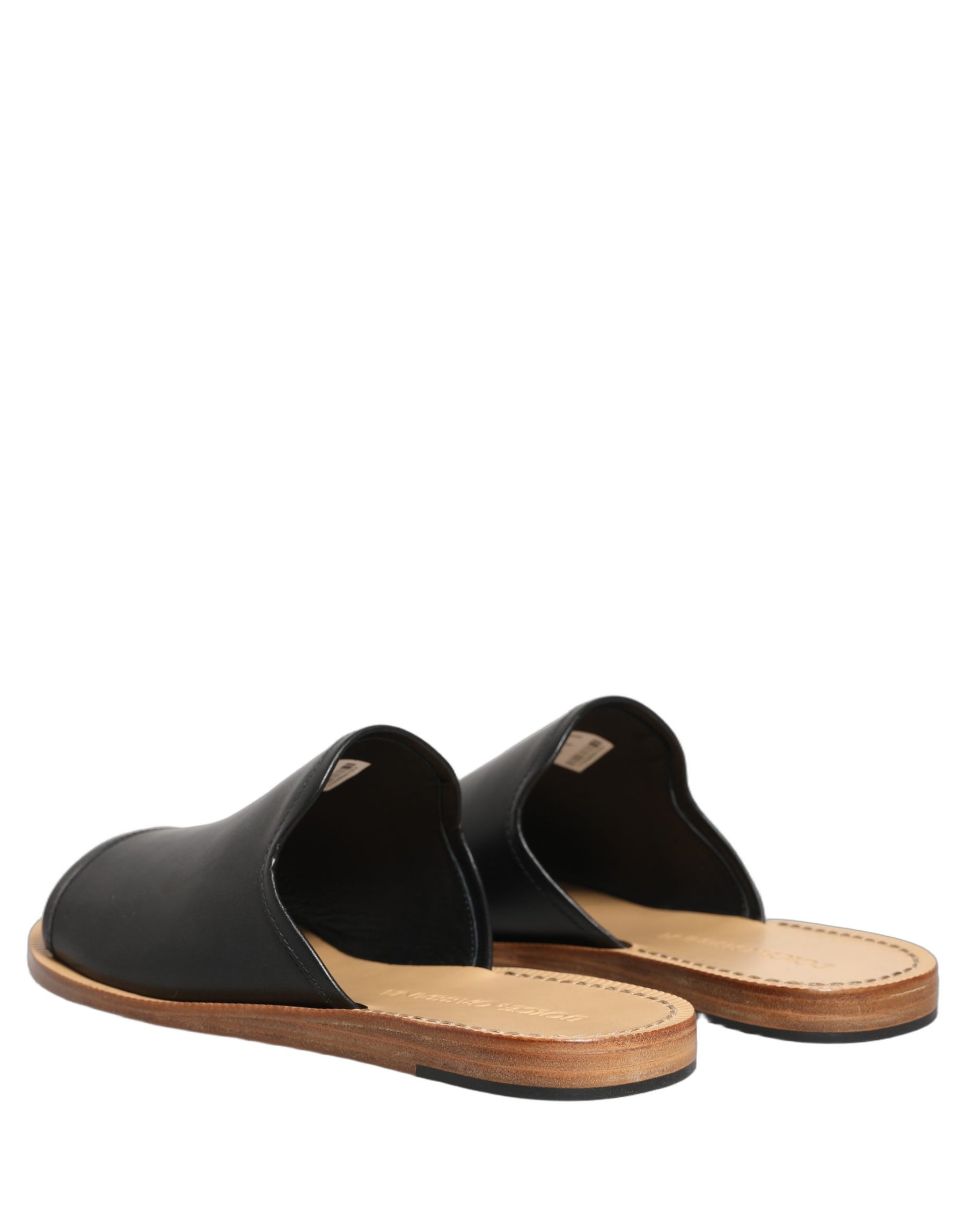 Dolce & Gabbana Brown Leather Slides Sandals Flats Men Shoes | Regal Royce