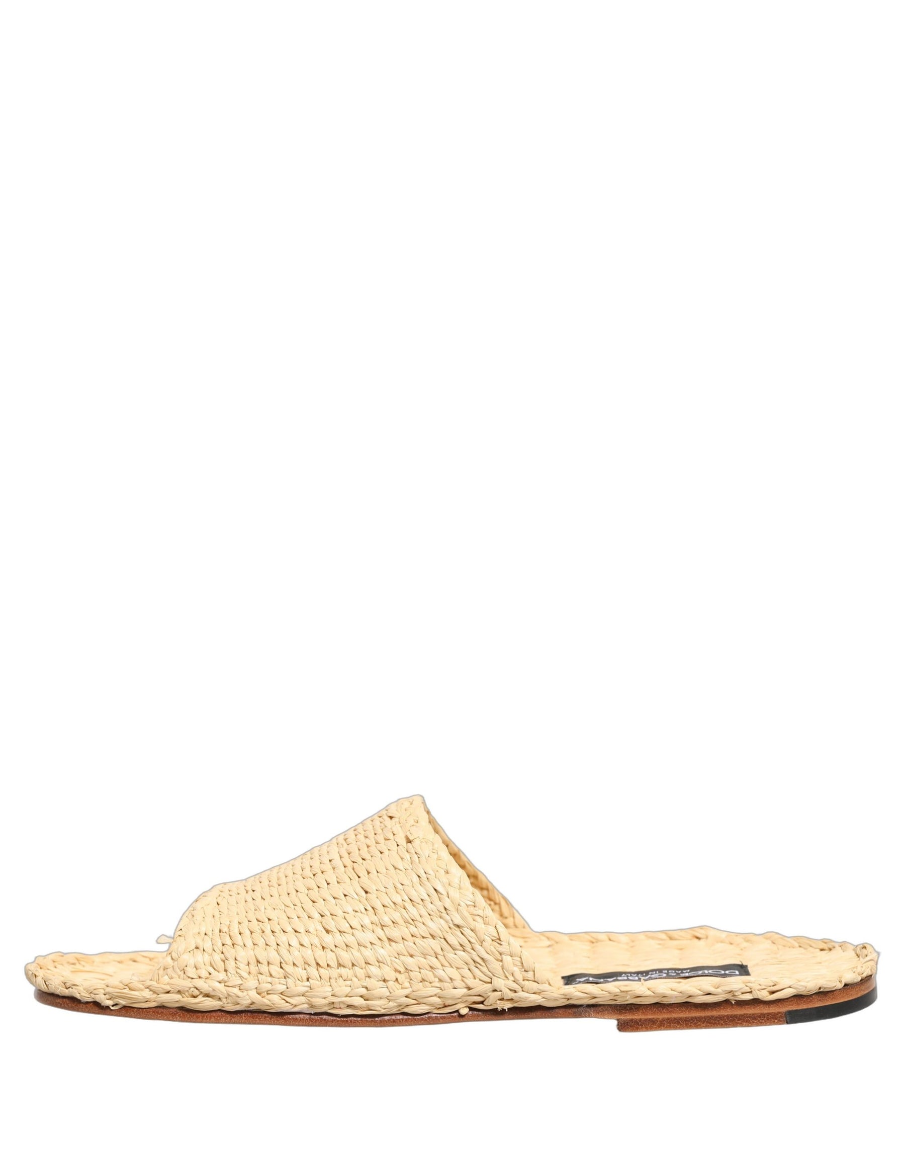 Dolce & Gabbana Beige Straw Raffia Slides Sandals Flats Shoes | Regal Royce