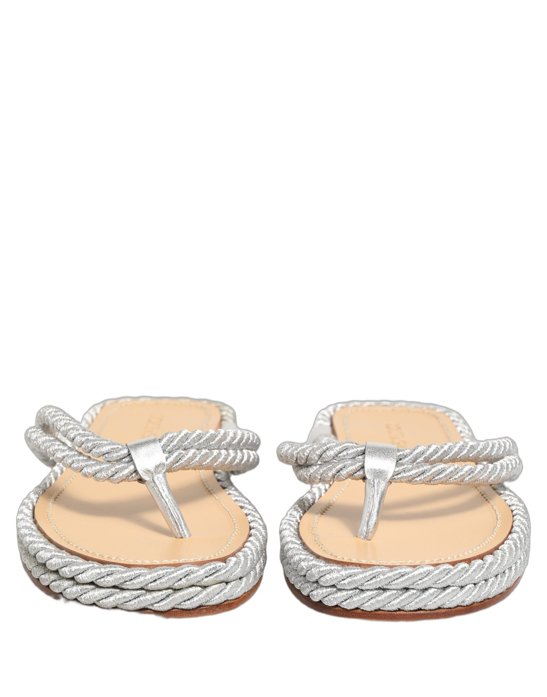 Dolce & Gabbana Silver Rope Slides Sandals Flip Flops Shoes | Regal Royce
