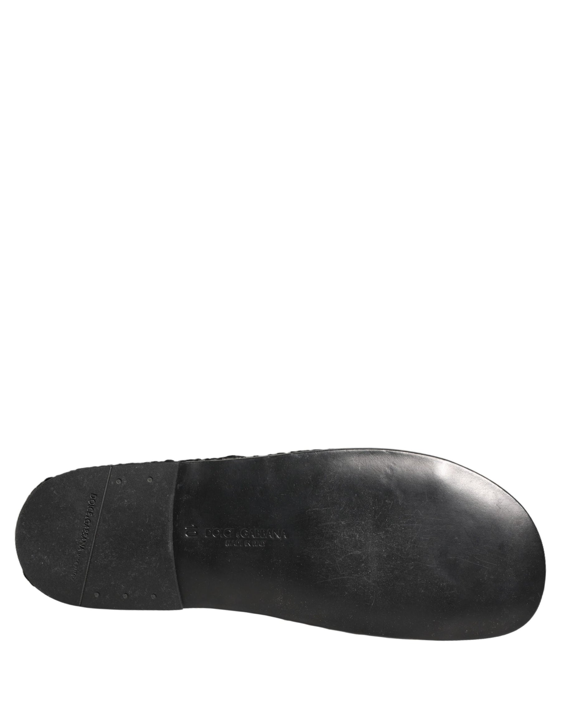 Dolce & Gabbana Black Fabric Woven Slides Sandals Flats Shoes | Regal Royce
