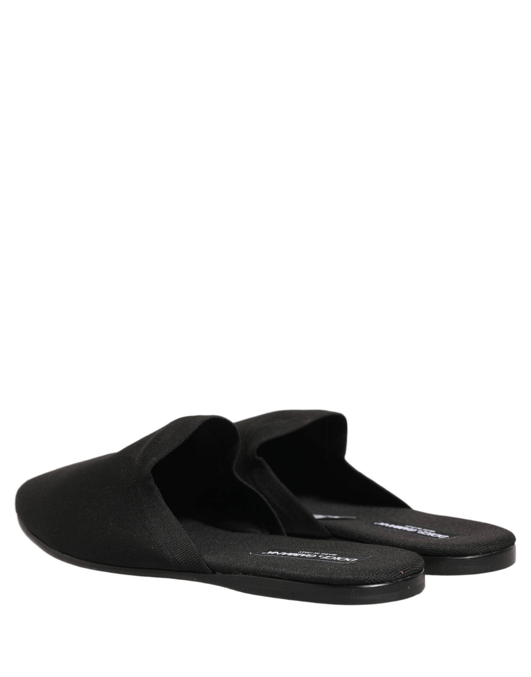 Dolce & Gabbana Black Suede Slides Flat Slipper Men Shoes | Regal Royce