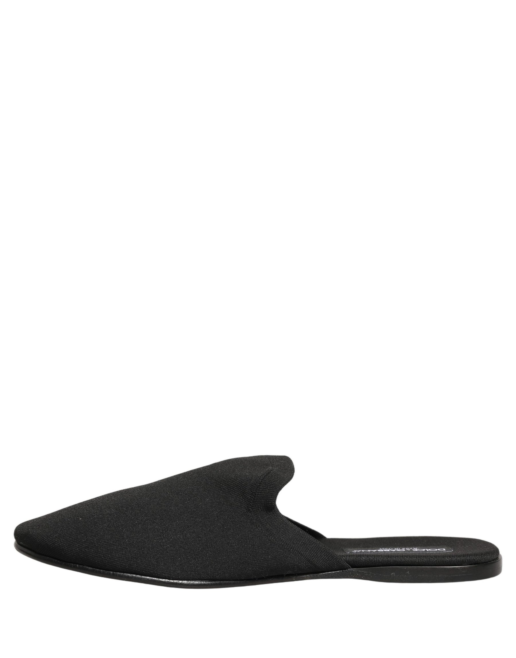 Dolce & Gabbana Black Suede Slides Flat Slipper Men Shoes | Regal Royce