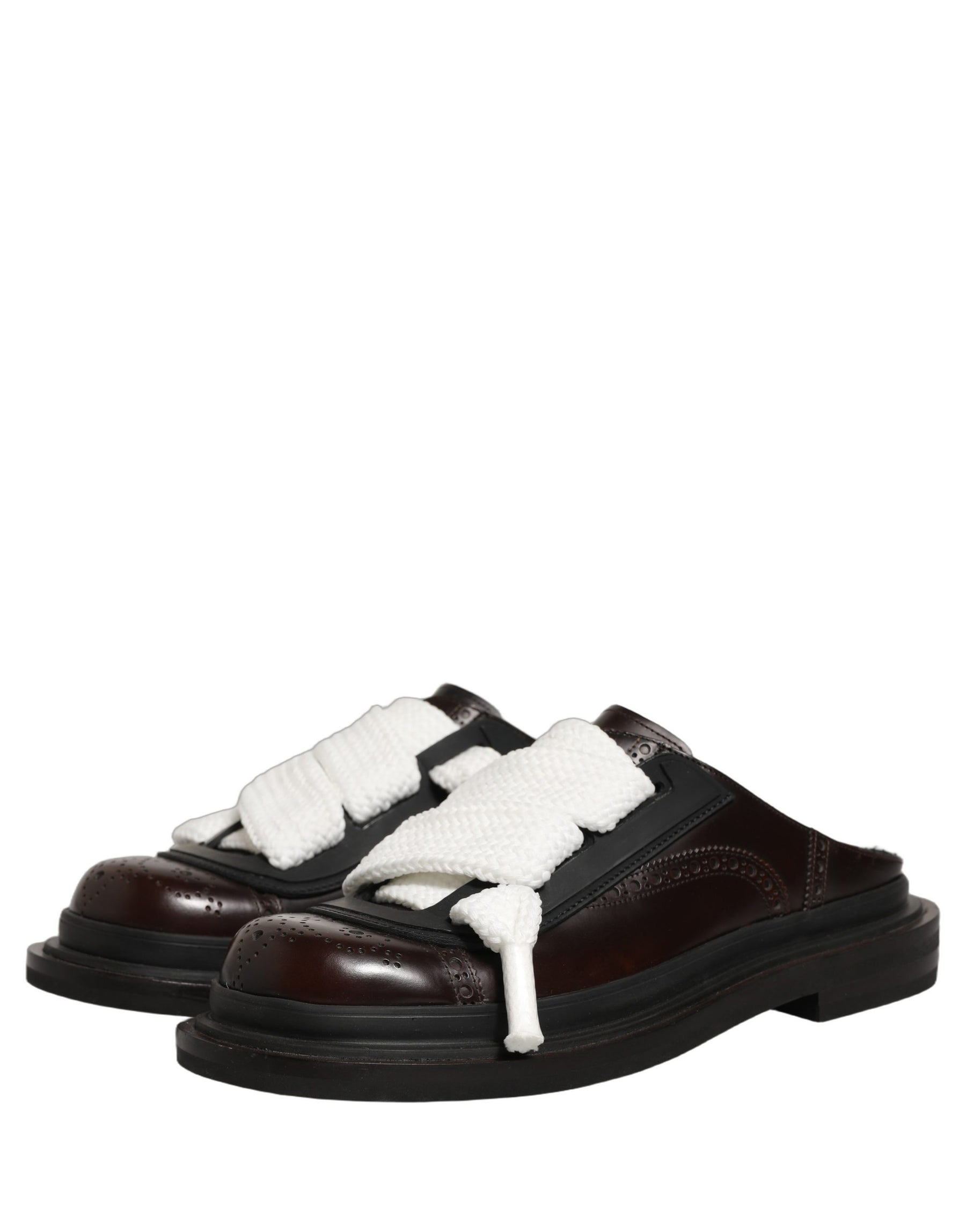 Dolce & Gabbana Brown Leather Slip On Flat Sandals Men Shoes | Regal Royce