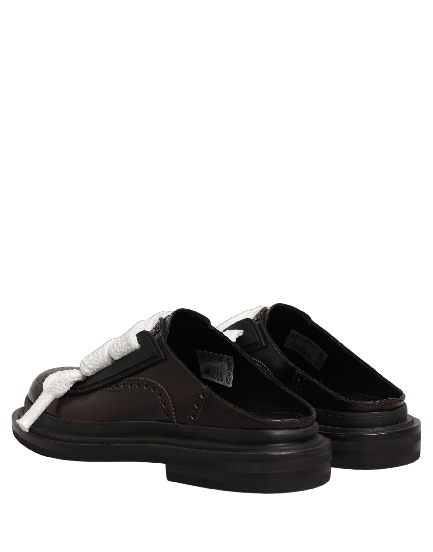 Dolce & Gabbana Brown Leather Slip On Flat Sandals Men Shoes | Regal Royce
