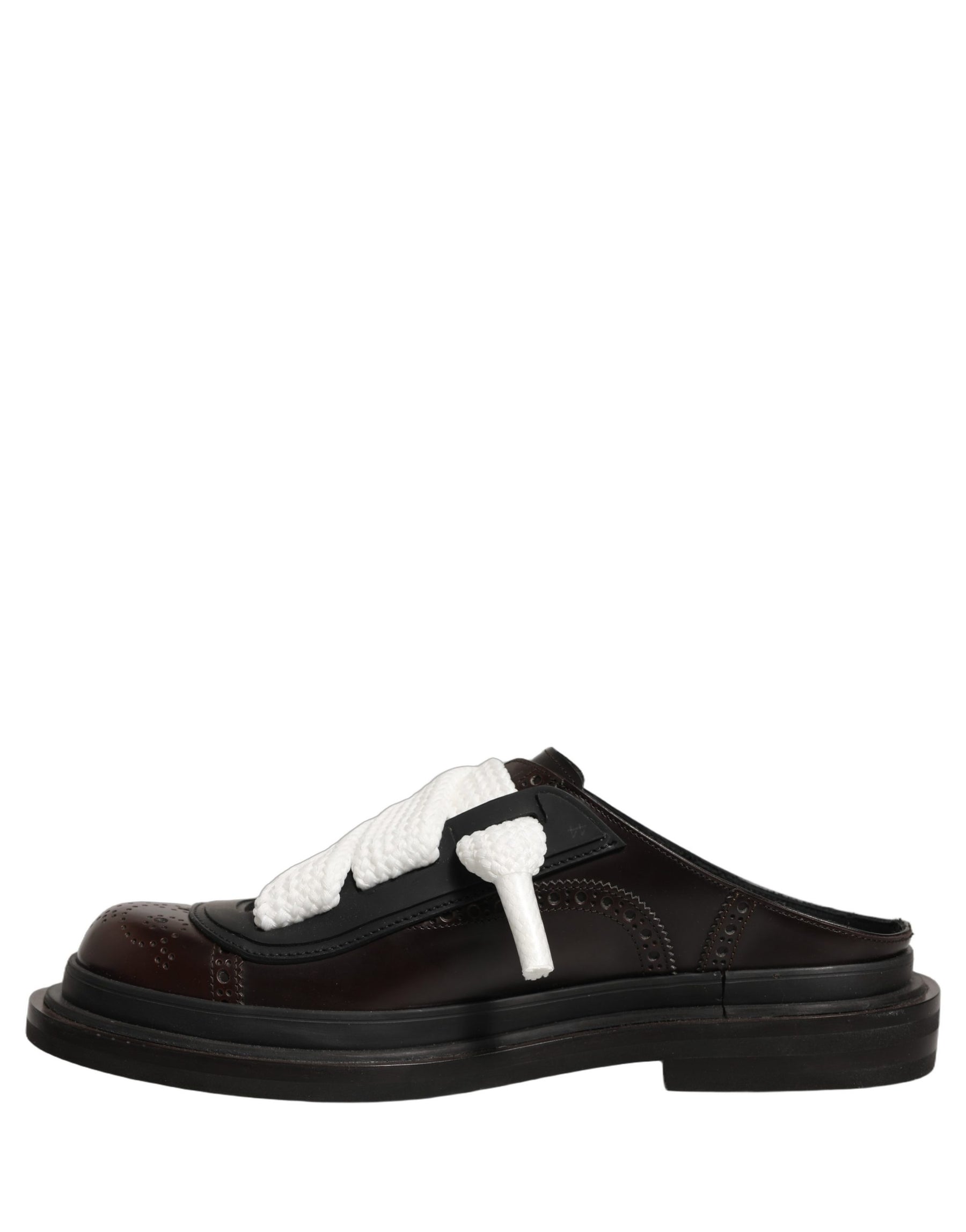 Dolce & Gabbana Brown Leather Slip On Flat Sandals Men Shoes | Regal Royce