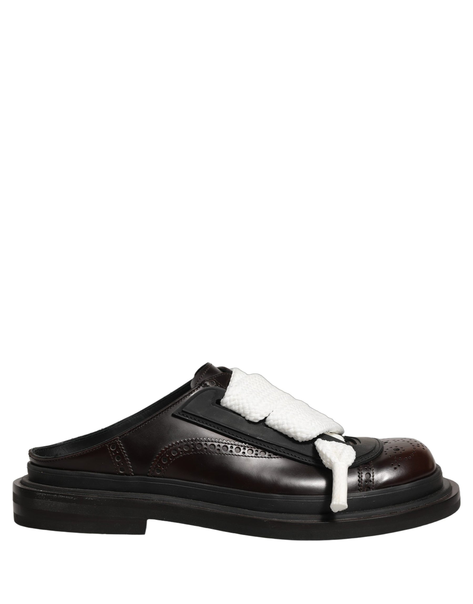 Dolce & Gabbana Brown Leather Slip On Flat Sandals Men Shoes | Regal Royce