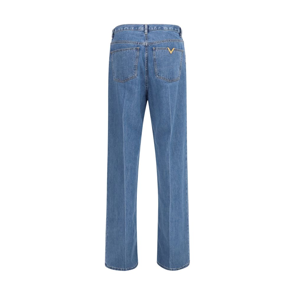 Valentino Blue Cotton Straight-Leg Jeans | Regal Royce